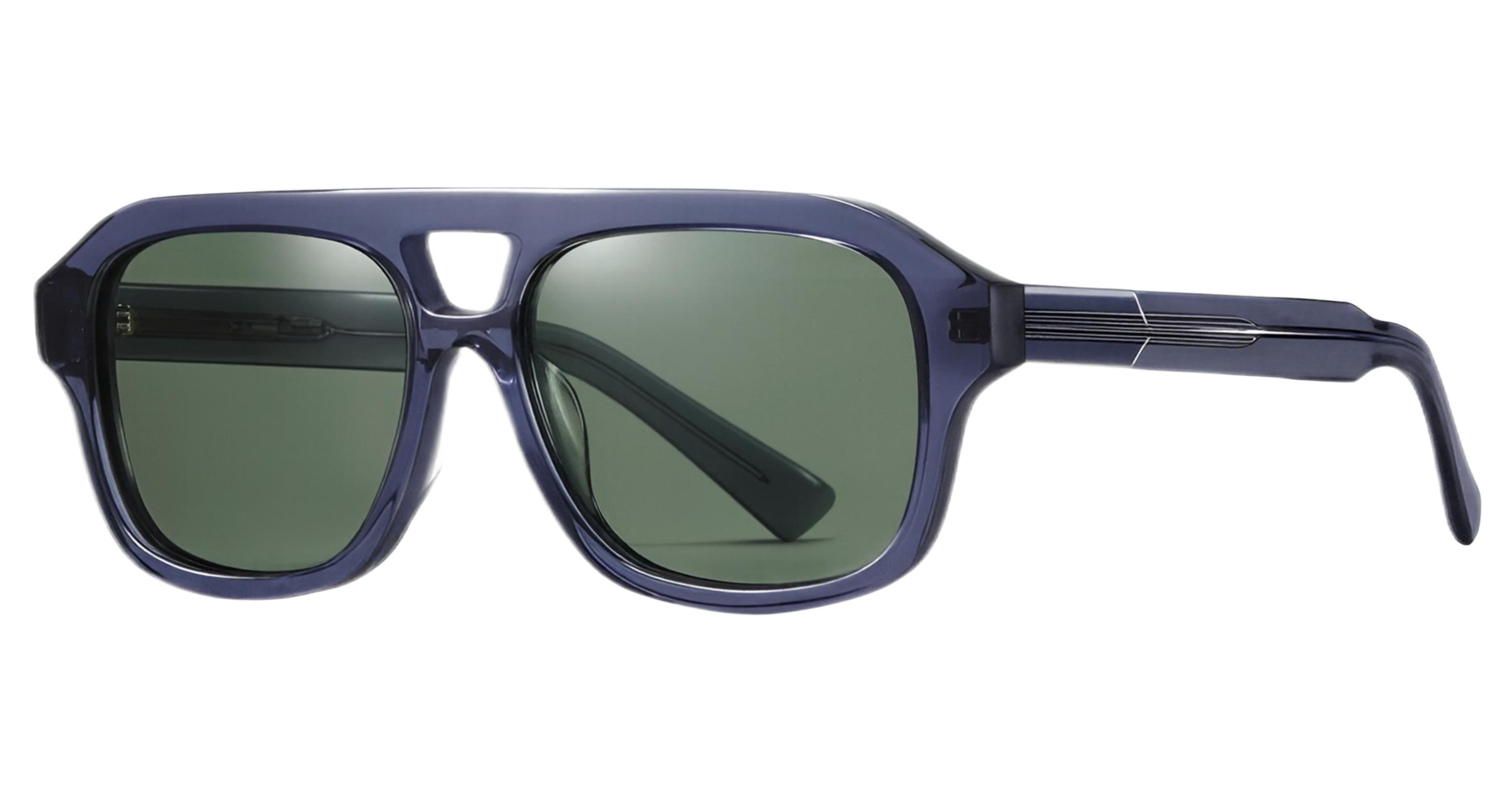 Premium acetate square Blue frame and green lens - Aviator UV Polarised sunglasses from missantrendy 45º. view by Missandtrendy.