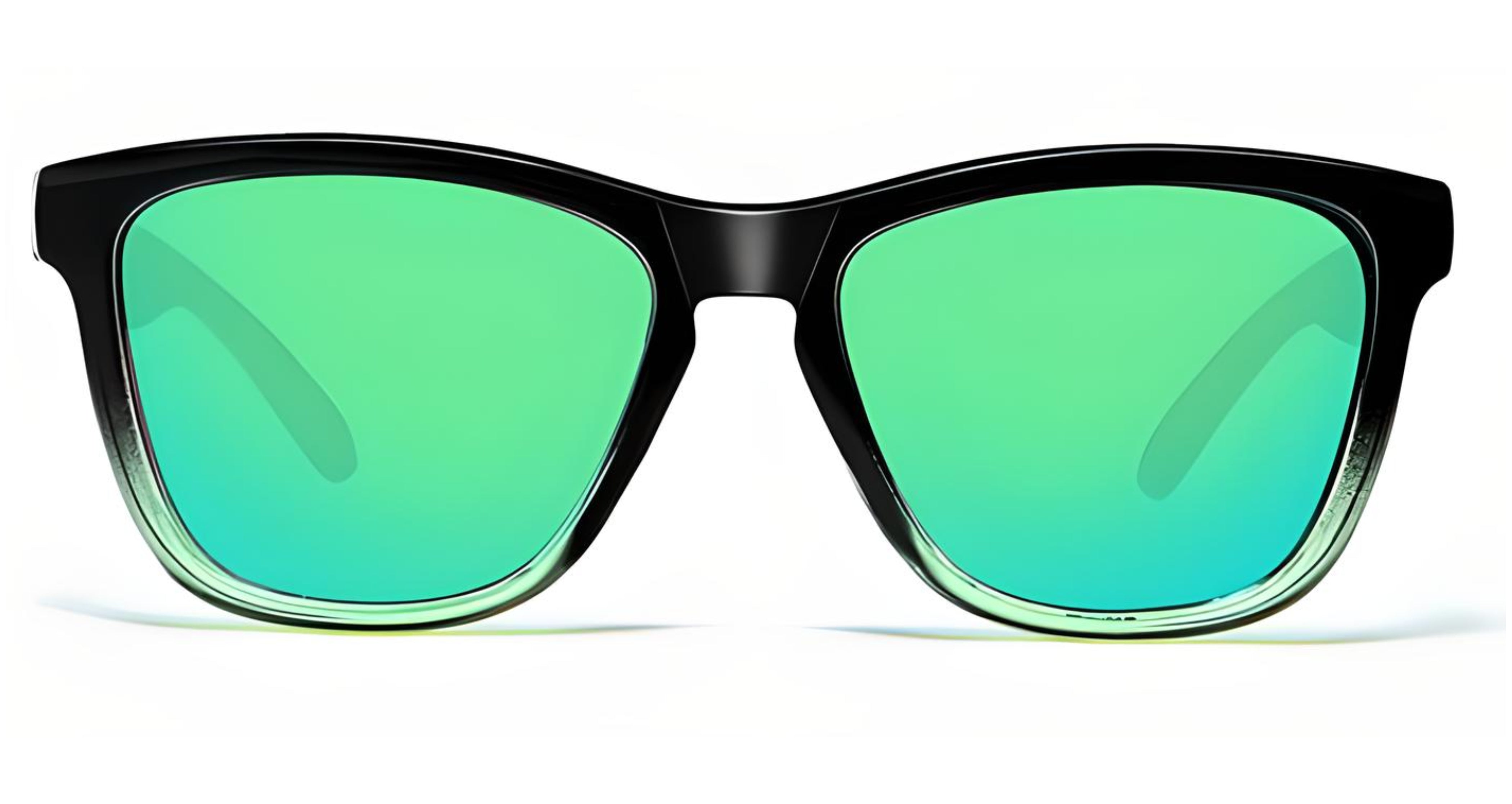 Missandtrendy camden wayfarer sunglasses with black gradient frame and green lens front side view
