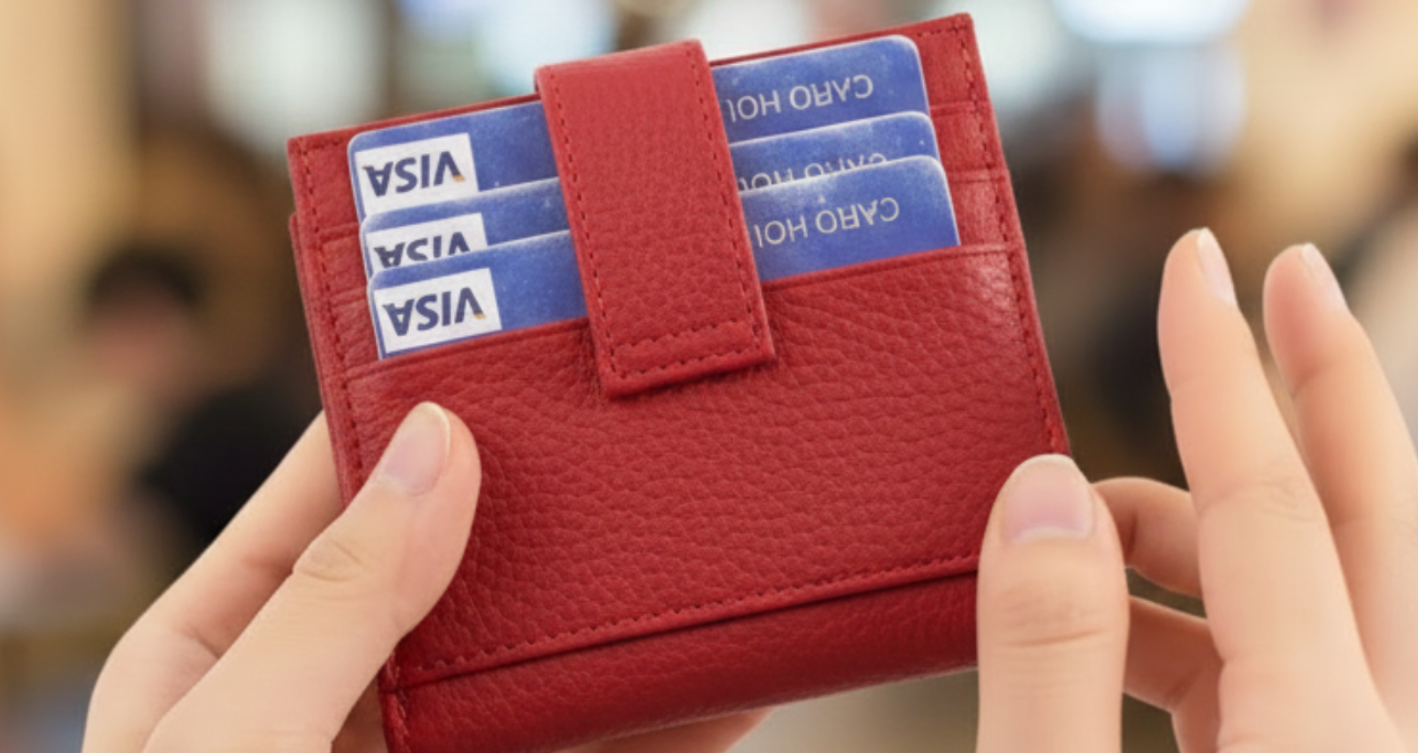 Genuine Leather Card Holder for Women Perfect Gift RFID Red Back View