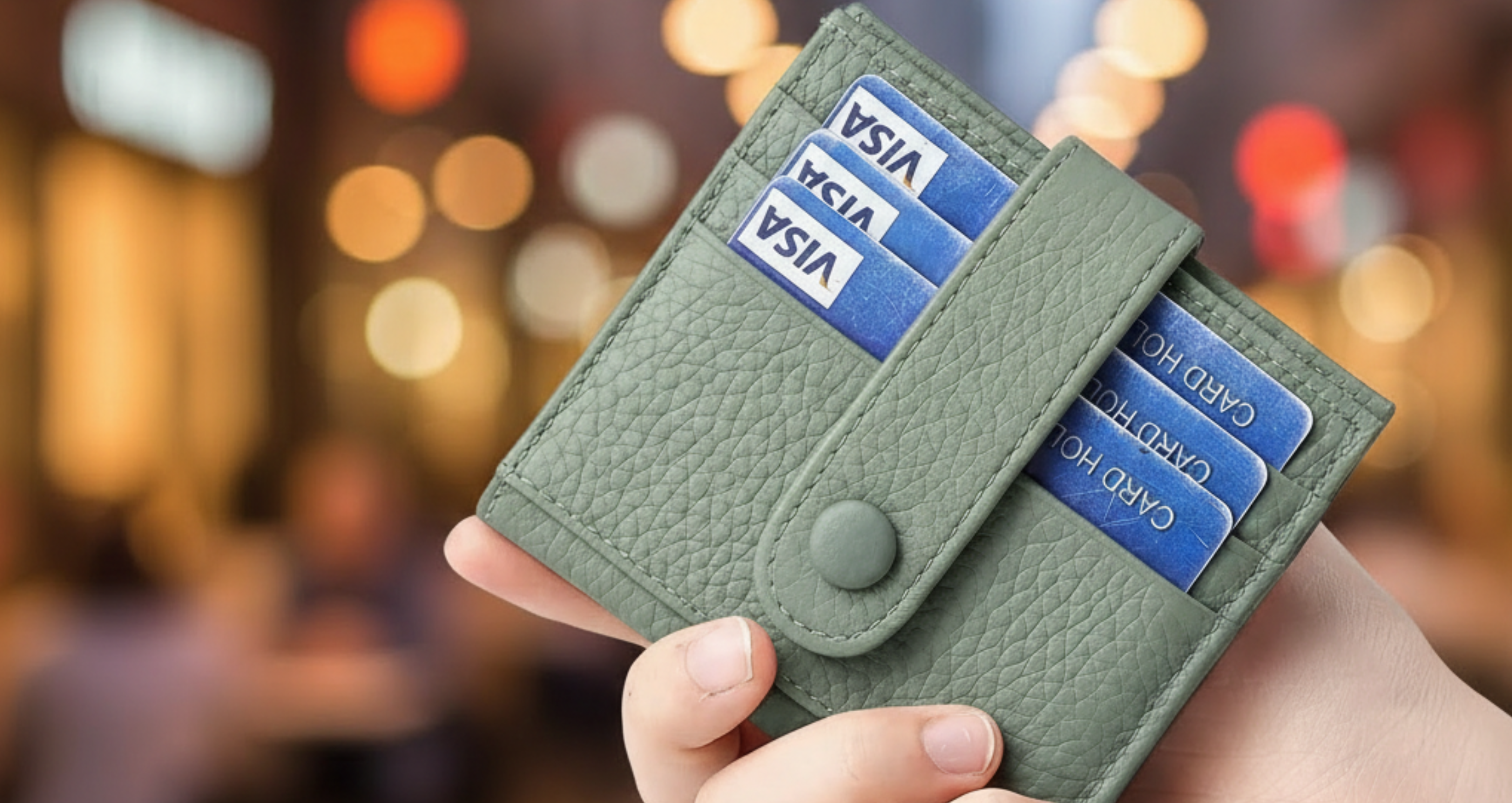 Genuine Leather Card Holder for Women Perfect Gift RFID Sage Green Card Holder Lifestyle.