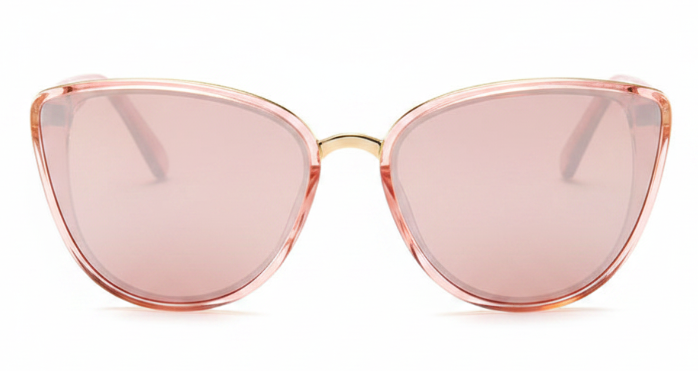Cayenne Women's Polycarbonate Butterfly UV 400 Sunglasses with pink frame and pink lens 0º view