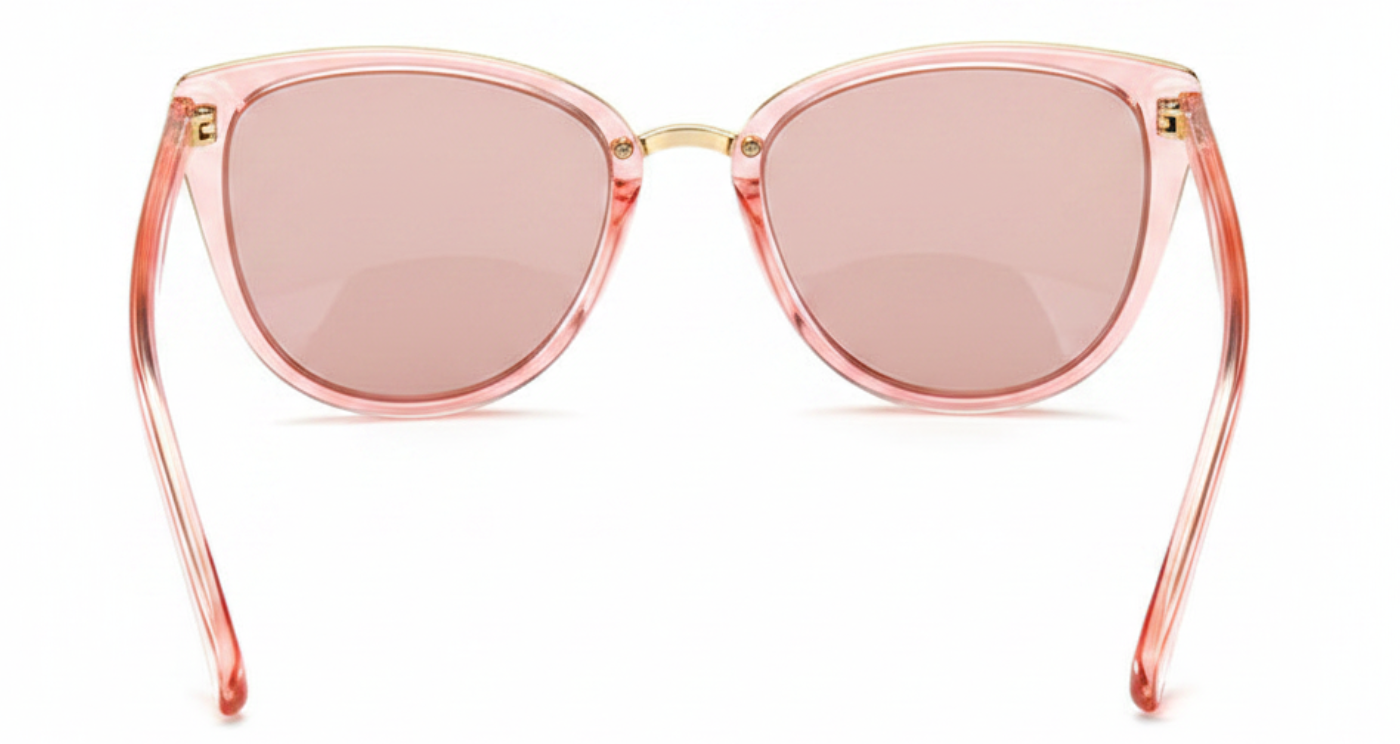 Cayenne Women's Polycarbonate Butterfly UV 400 Sunglasses with pink frame and pink lens 180º view