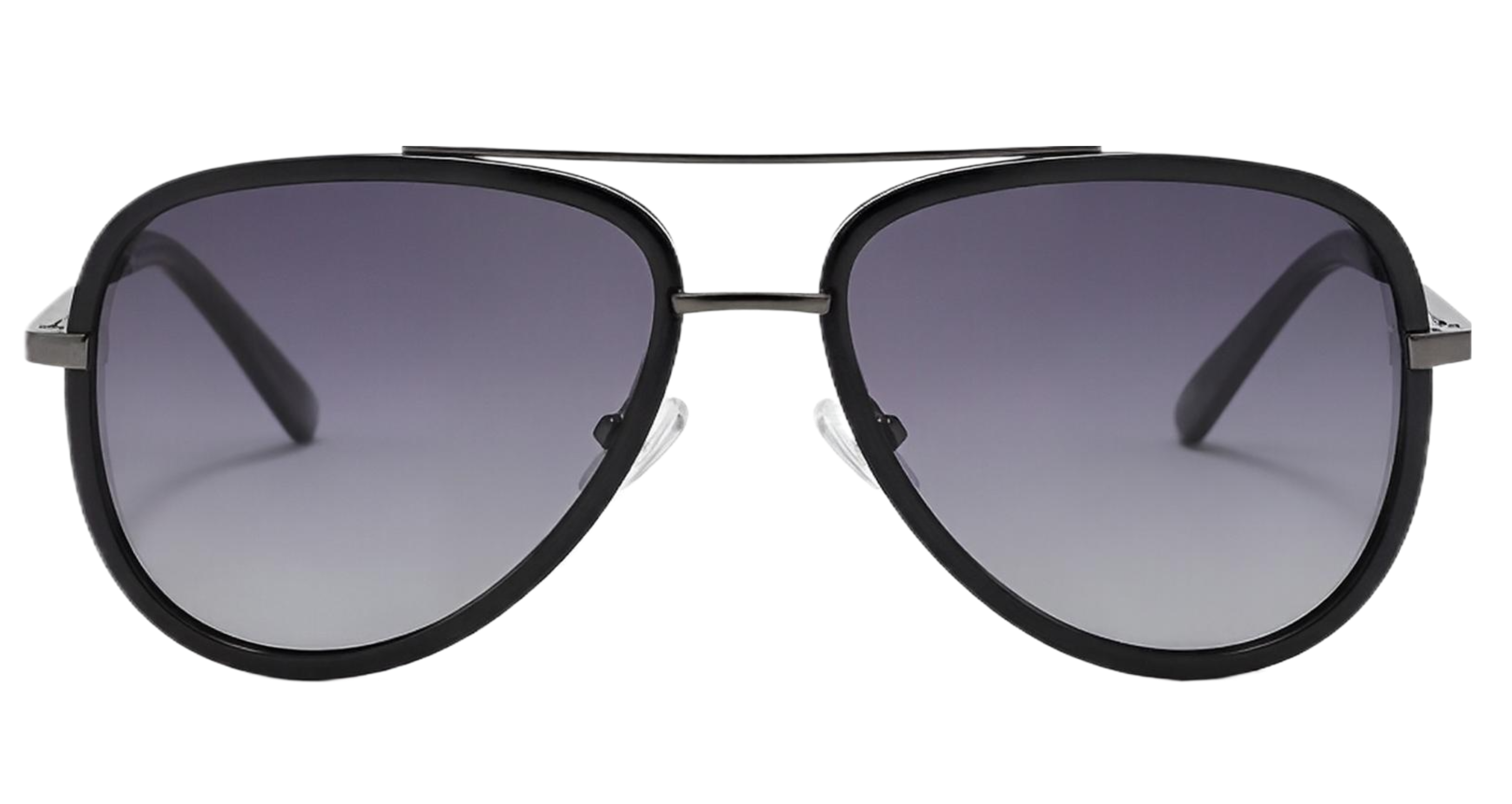 Dallas teardrop aviator - A pair of classic aviator sunglasses with a black frame and gradient gray lenses, shown against a plain white background - Missandtrendy