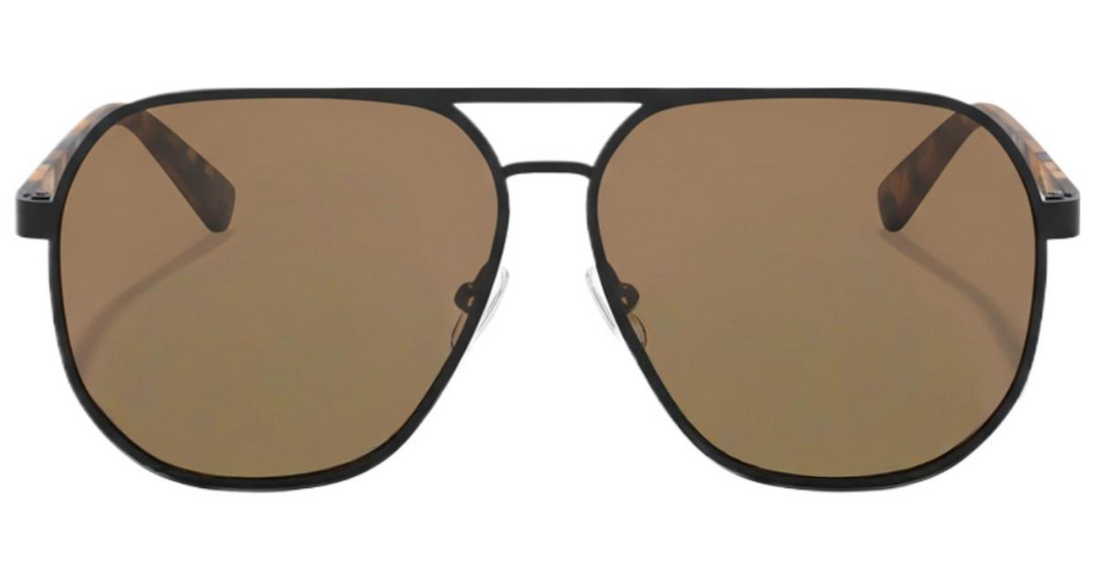 Missandtrendy Dire Aviator sunglasses with tortoiseshell frame and brown lens 0º side view