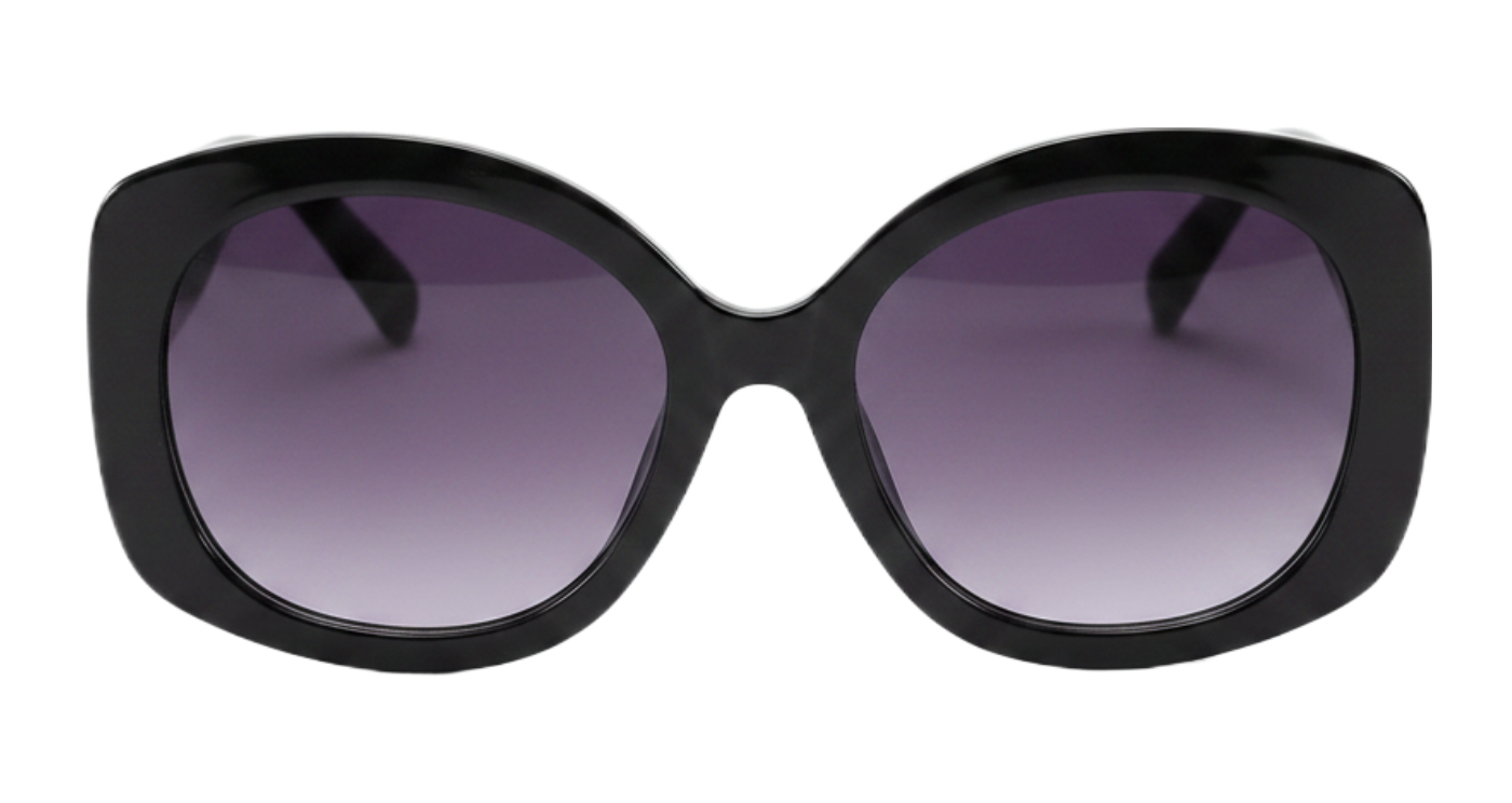 Diva black frame and gradient lack lens oversized polarised sunglasses by Missandtrendy 0º side view