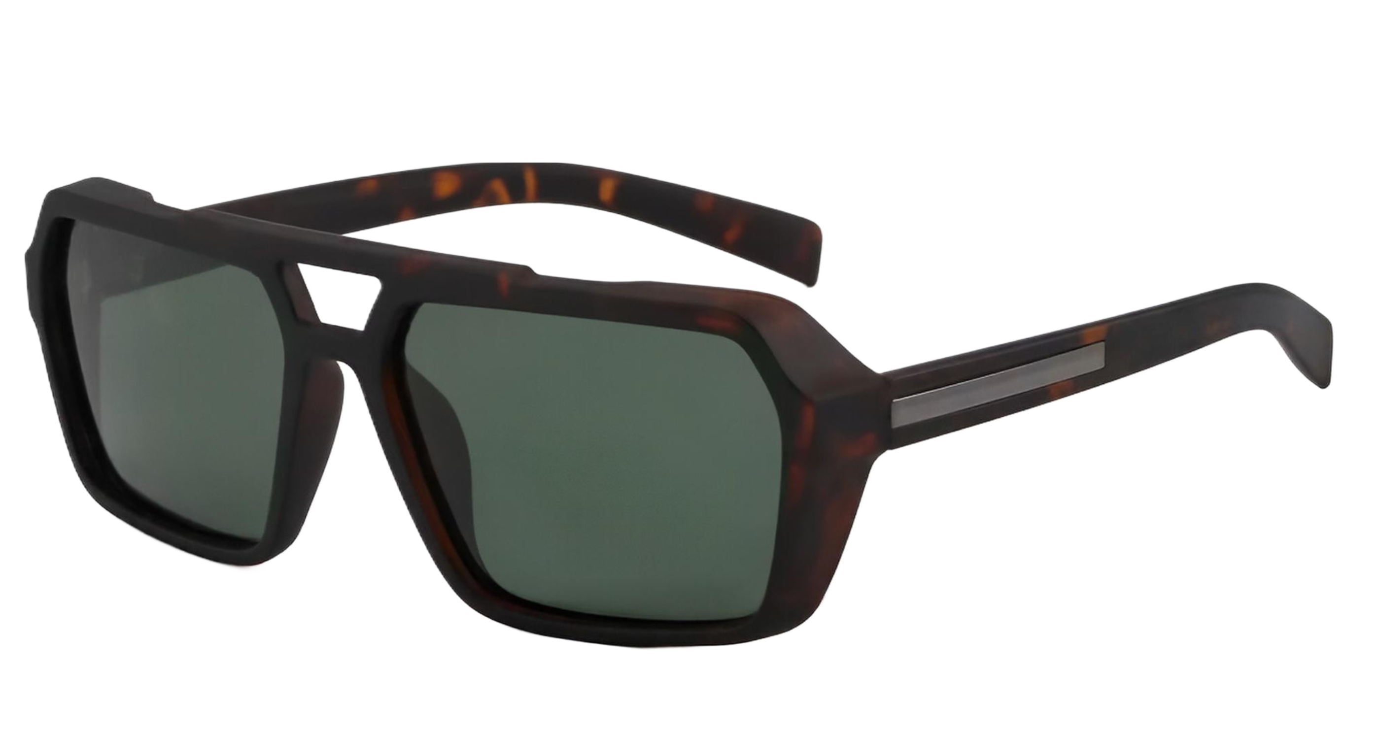 Missandtrendy Eighties wayfarer sunglasses with brown black frame and green lens 45º side view.