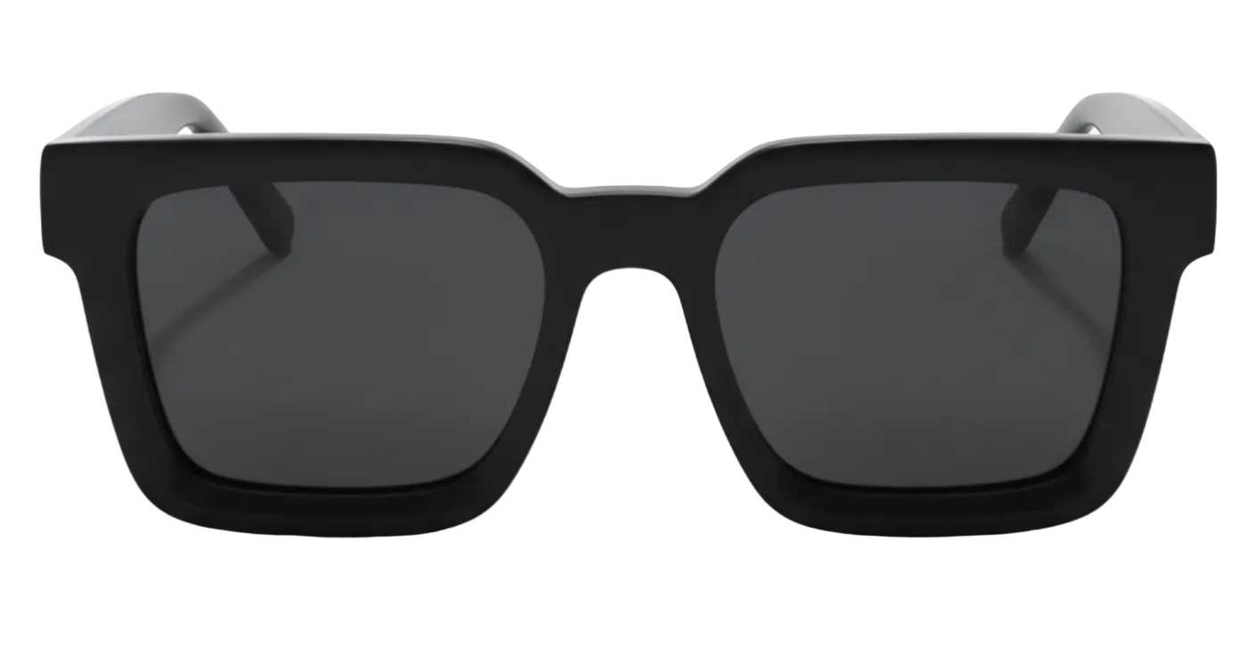 Gemini Acetate UV Polarised sunglasses with black frame and black lens by Missandtrendy 0º side view