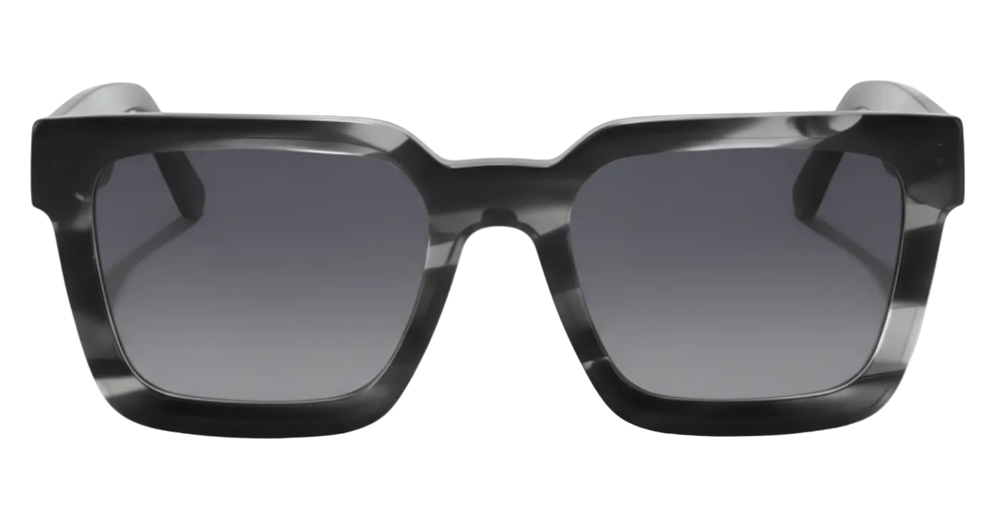 Gemini Acetate UV Polarised sunglasses with pattern frame and clear black lens by Missandtrendy 0º side view