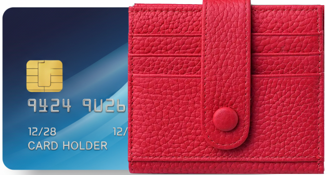 Genuine Leather Card Holder for Women Perfect Gift RFID Red Blue Card