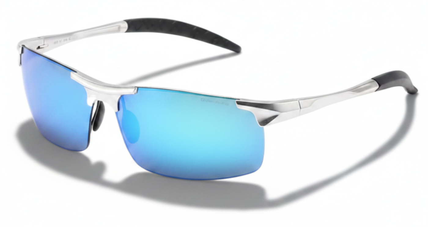Leon Mirror Blue Unisex Polarised UV 400 Sports Cycling Sunglasses 45º side