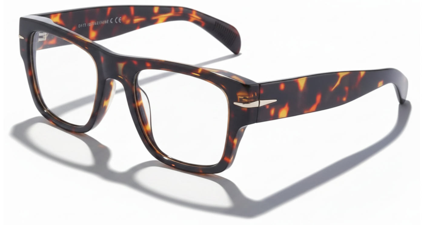Lincoln tortoiseshell frame and clear lens spectacles 45º view vision glasses