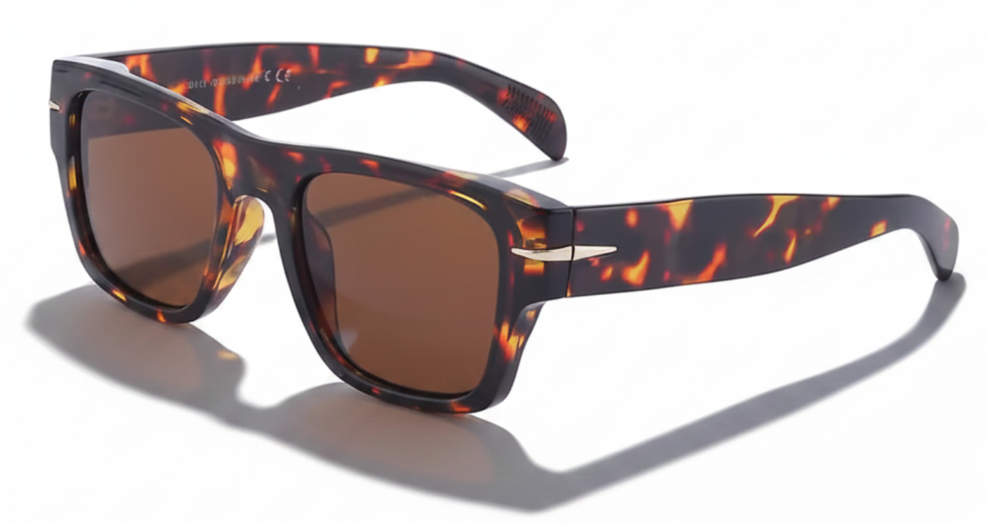 Lincoln wayfarer tortoiseshell frame and brown lens UV polarised sunglasses Missandtrendy front 45º view