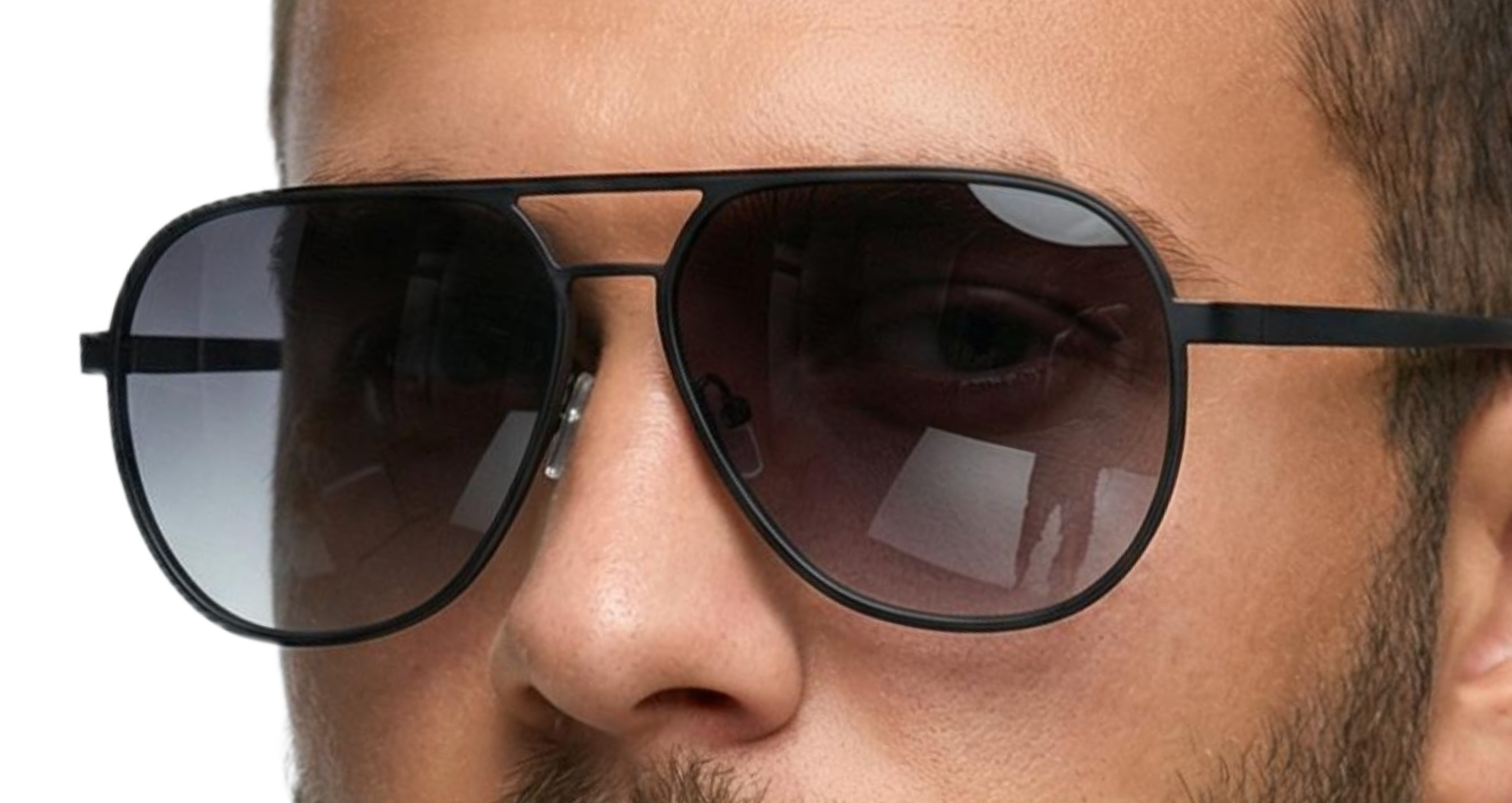 Man wearing Missandtrendy Dire Aviator sunglasses with black frame and black lens 45º side view_0