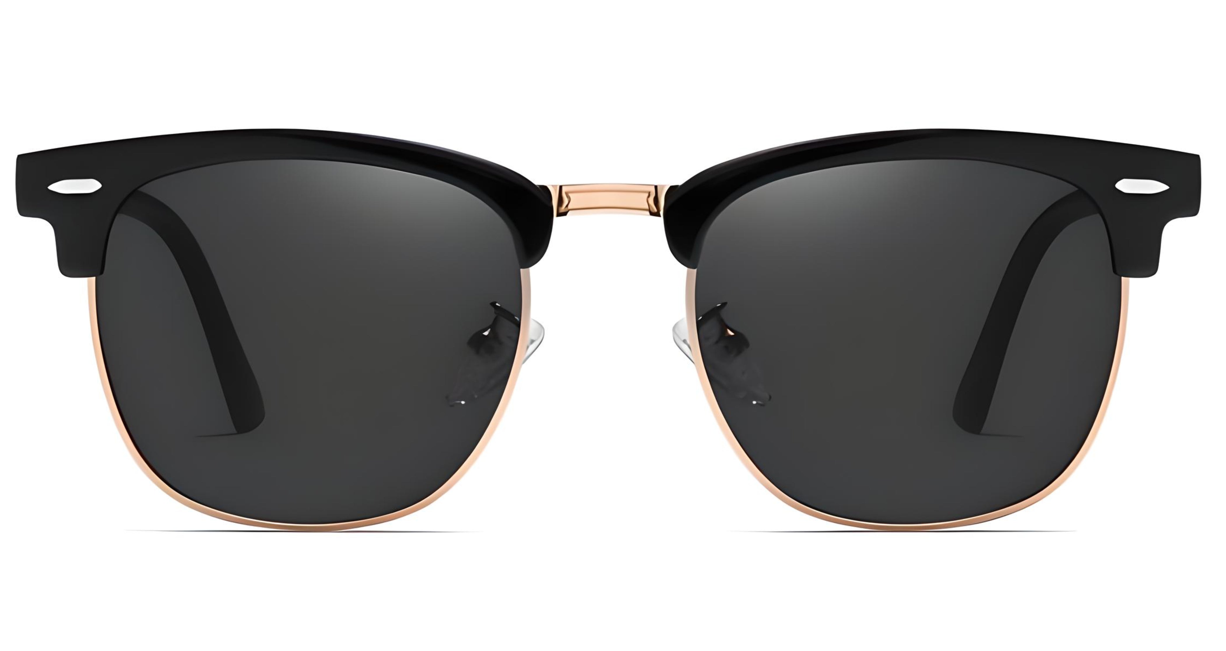 Missandtrendy Bowy Clubmaster sunglasses with metal gold frame and green lens front side view