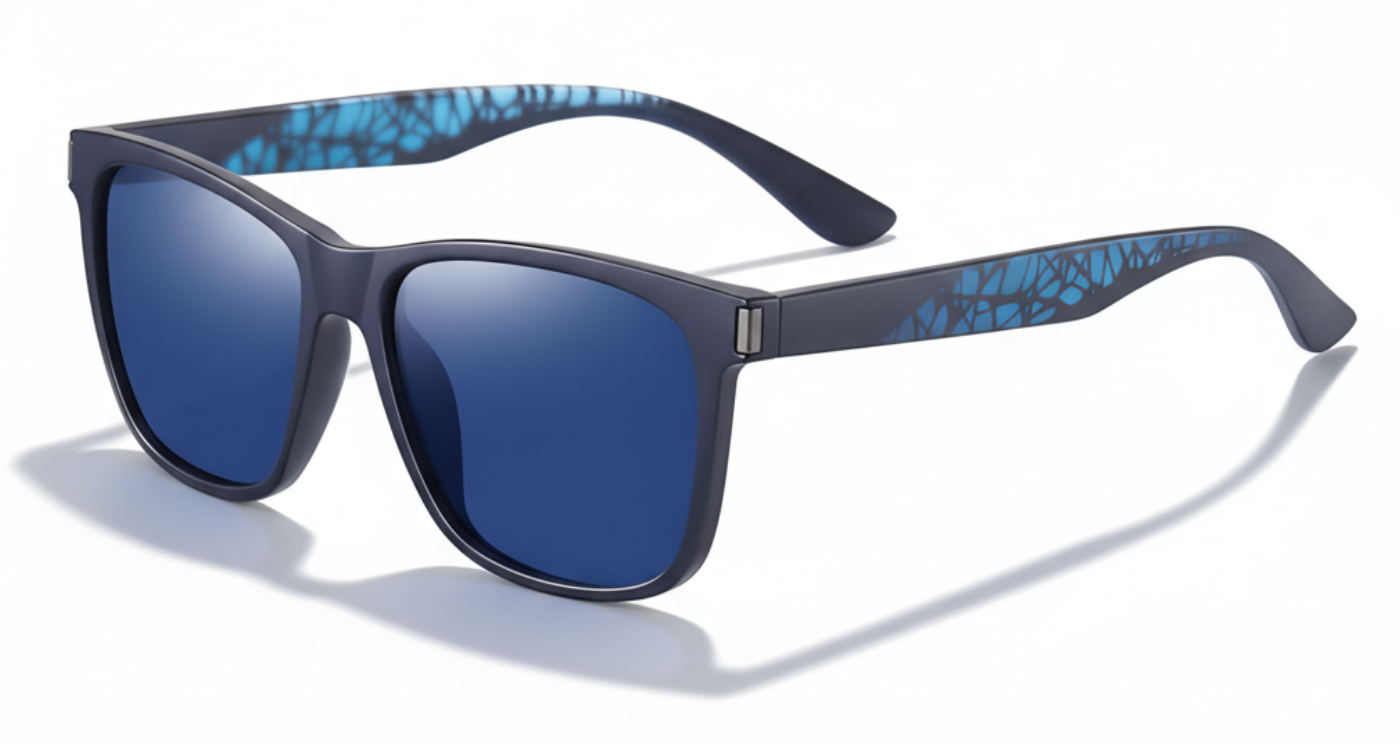 Missandtrendy Eighties wayfarer sunglasses with blue frame and blue lens 45º side view_01