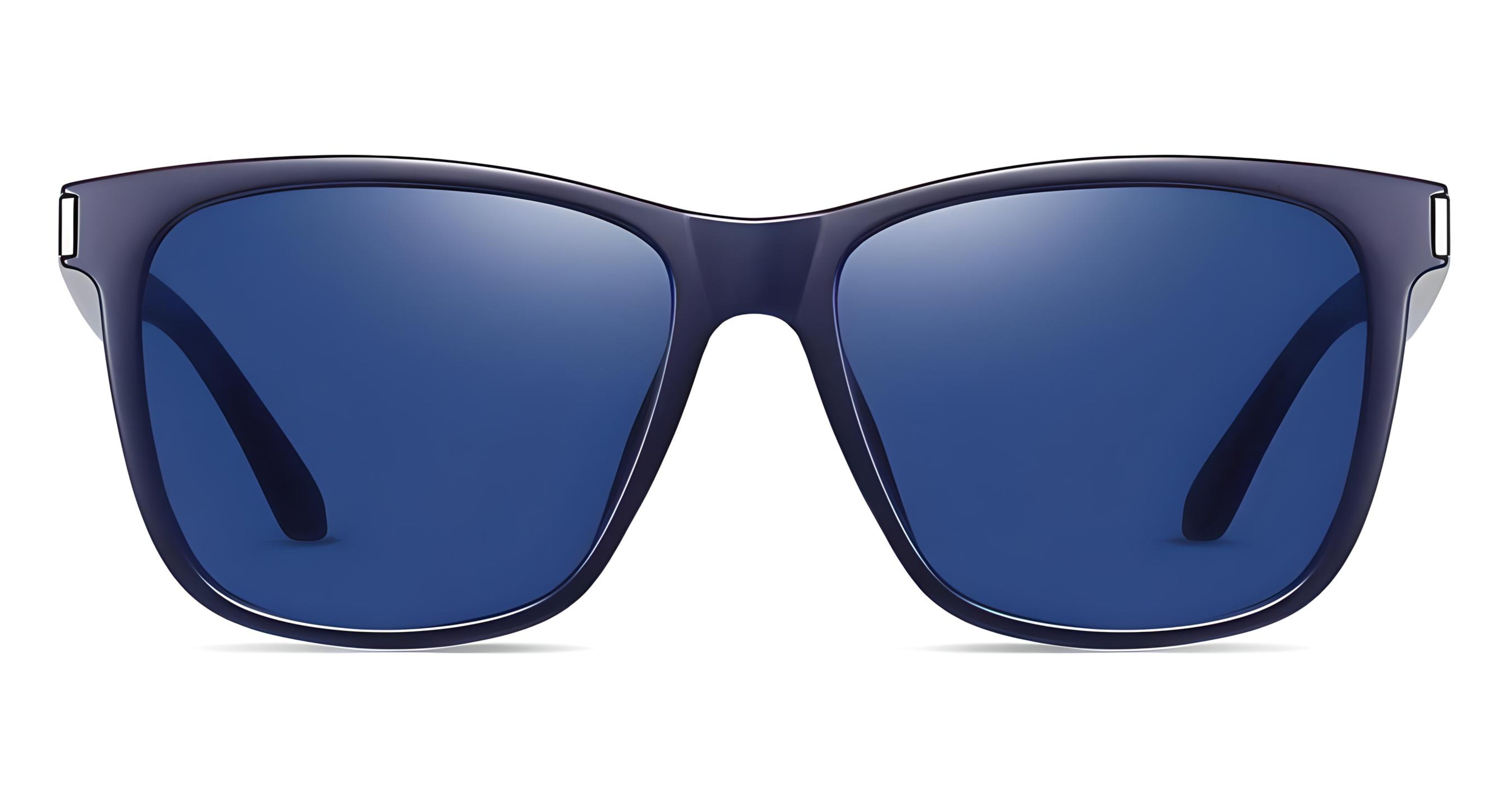 Missandtrendy Eighties wayfarer sunglasses with blue frame and blue lens front side view