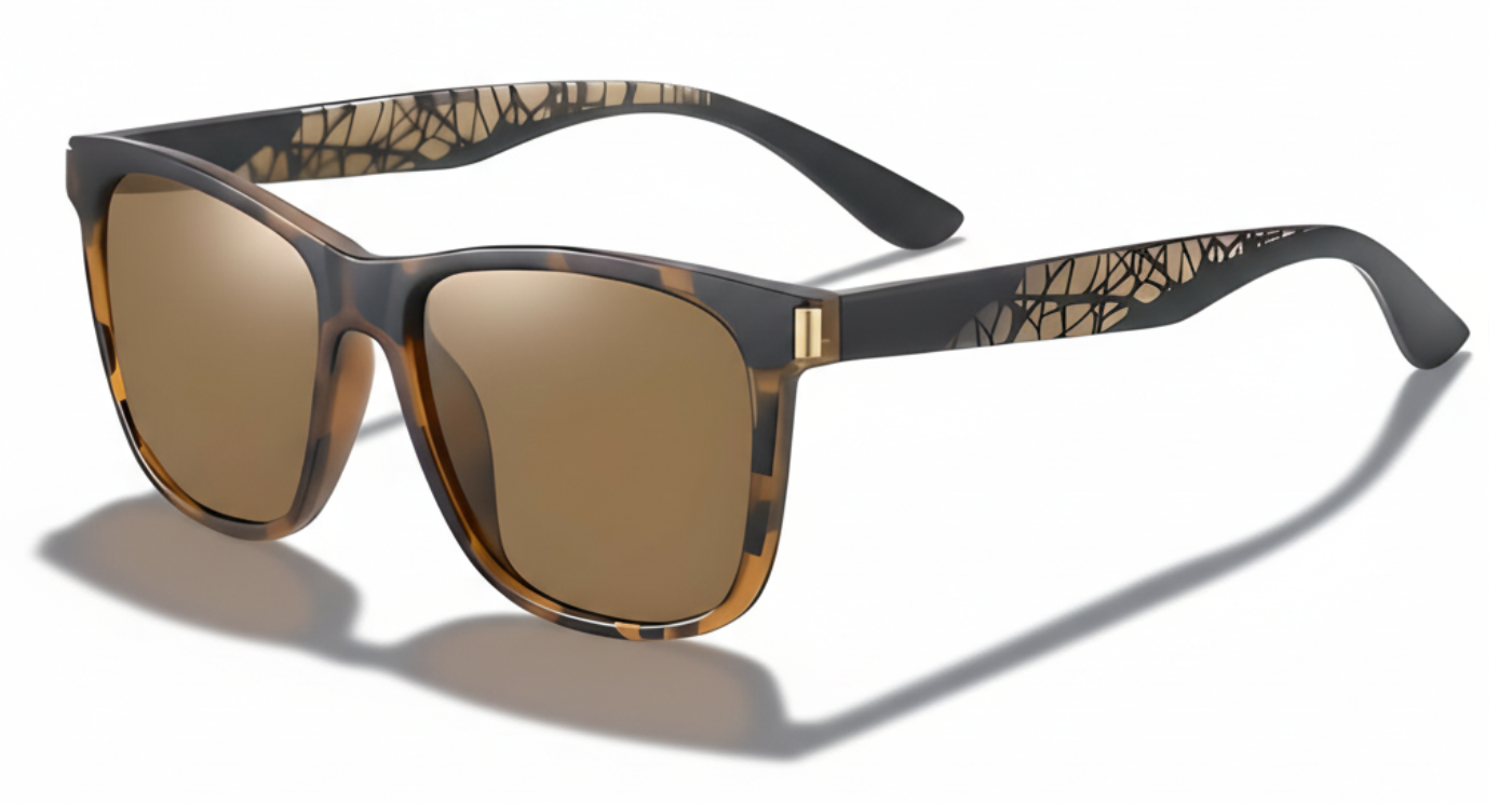 Missandtrendy Eighties wayfarer sunglasses with brown black frame and brown lens 45º side view