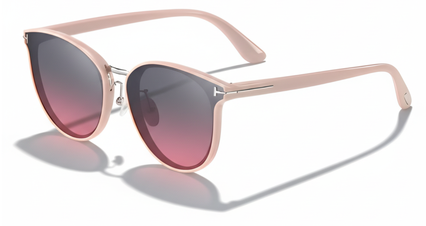 Missandtrendy Elegance round sunglasses with pink frame and gradient pink lens 45º side view_01