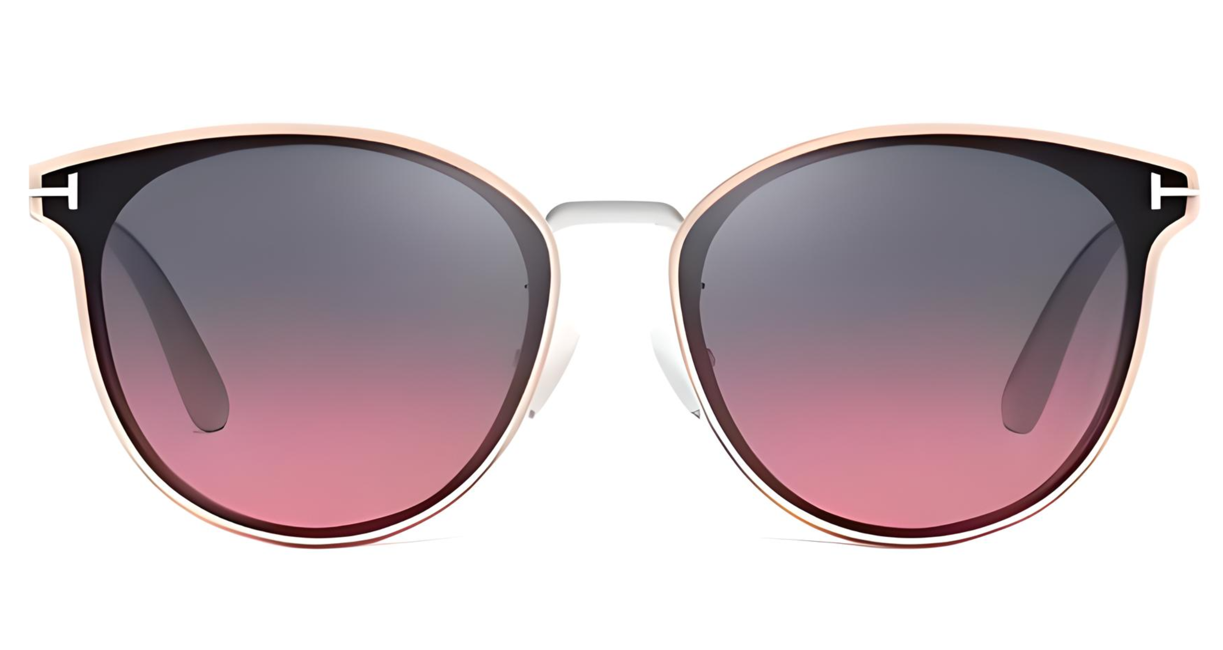 Missandtrendy Elegance round sunglasses with pink frame and gradient pink lens front side view
