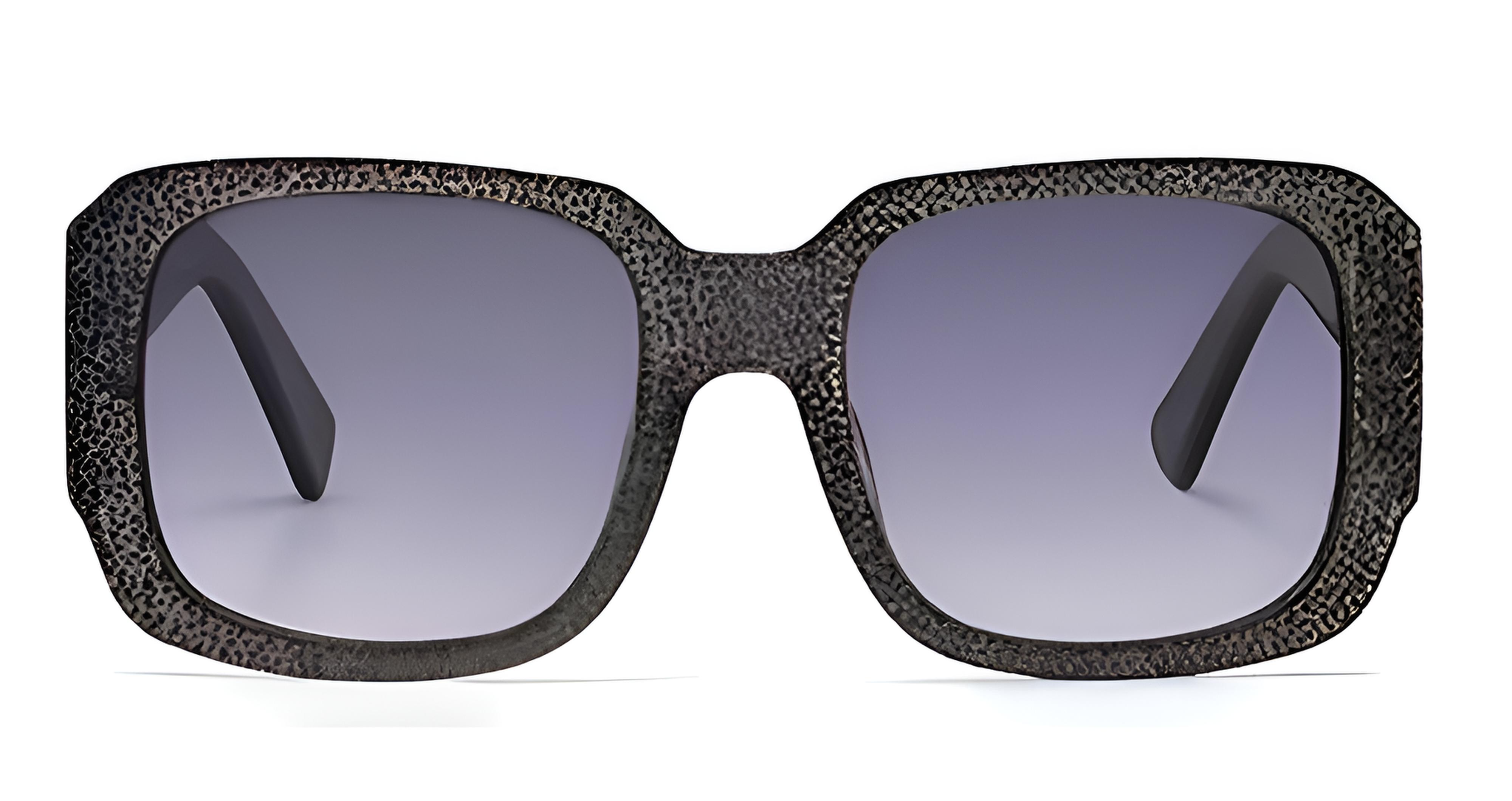 Missandtrendy Ellen square oversized sunglasses with green frame and clear black lens front side view