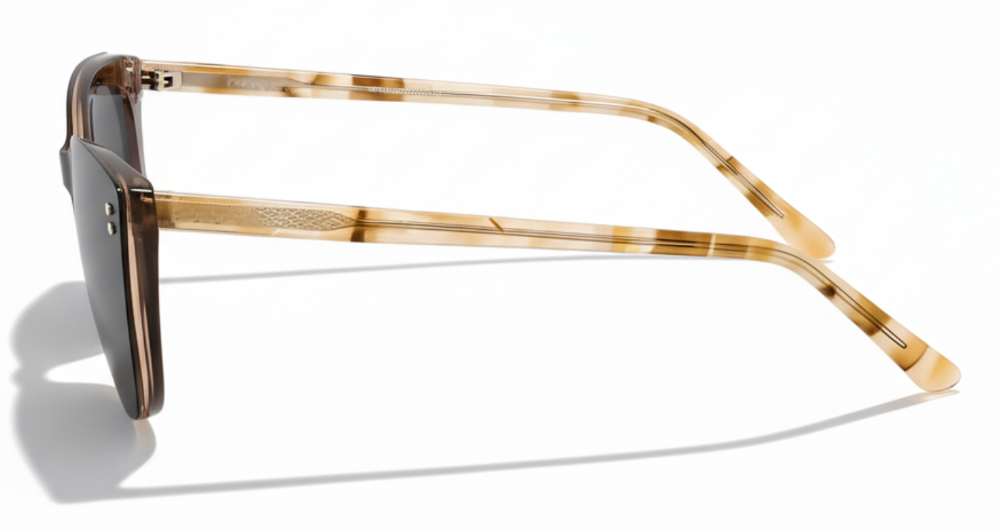 Missandtrendy Kate butterfly marble brown frame and black clip-on and clear lens 90º side view
