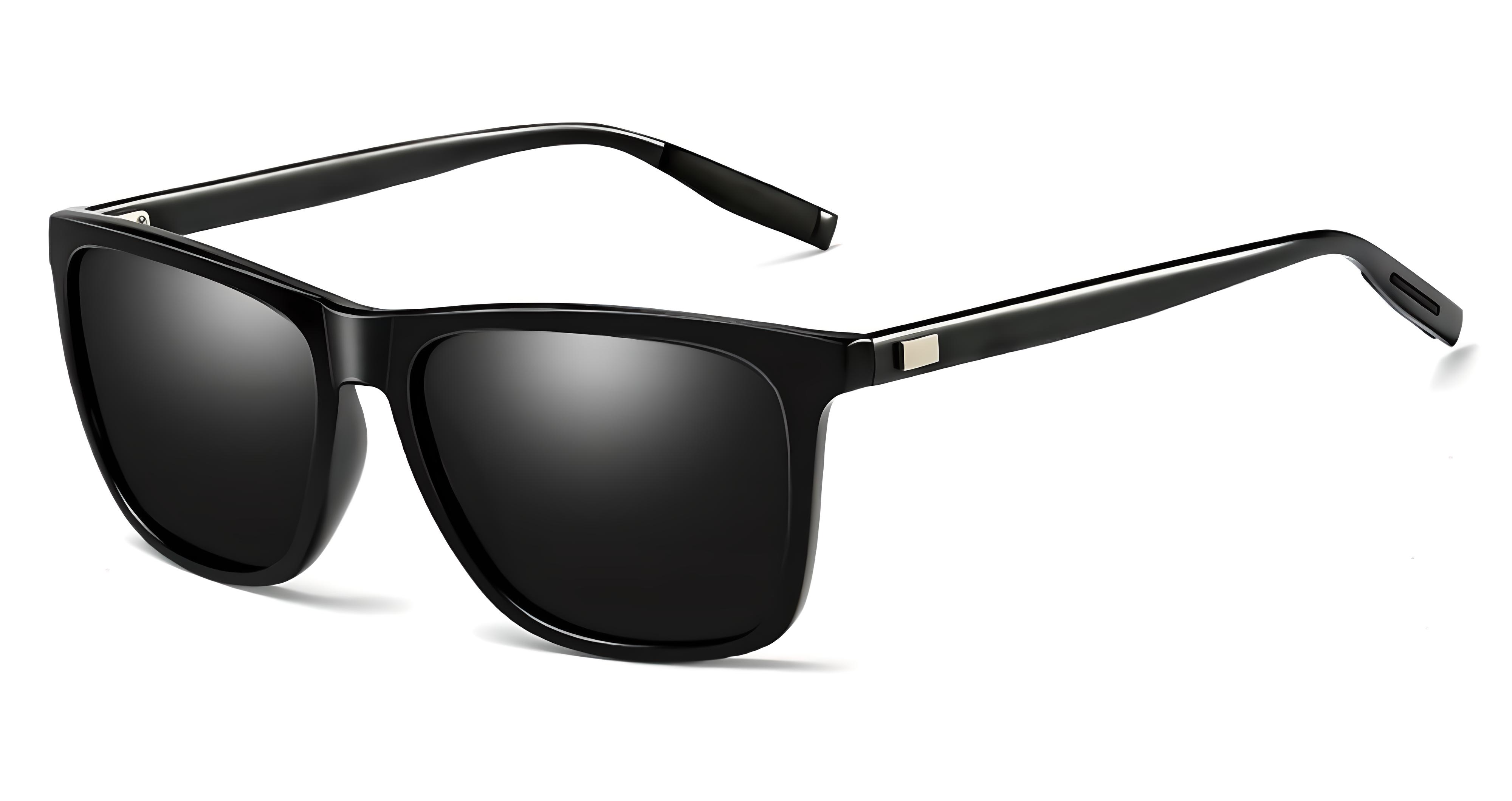 Missandtrendy Mayfair wayfarer saquare sunglasses with black frame and black lens 45º side view