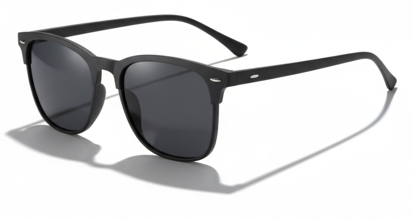 Missandtrendy Piccadilly wayfarer sunglasses with black frame and black lens 45º side view_01
