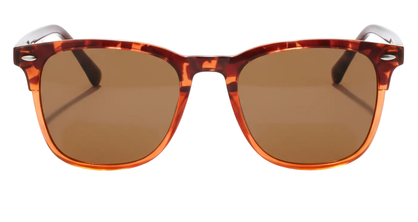 Missandtrendy Piccadilly wayfarer sunglasses with tortoiseshell orange frame and brown lens 0º side view_01