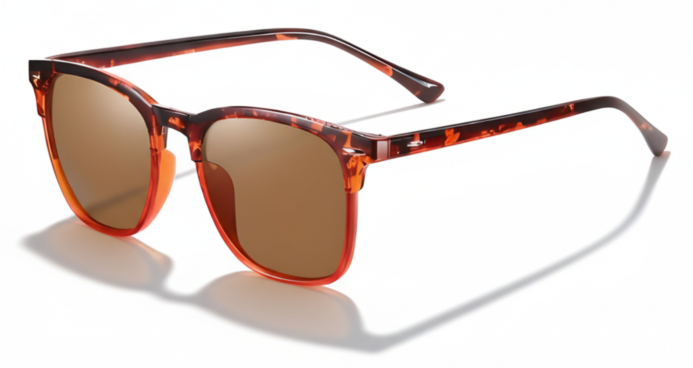 Missandtrendy Piccadilly wayfarer sunglasses with tortoiseshell orange frame and brown lens 45º side view_01