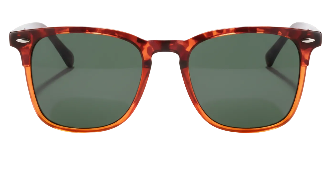 Missandtrendy Piccadilly wayfarer sunglasses with tortoiseshell orange frame and green lens 0º side view_01