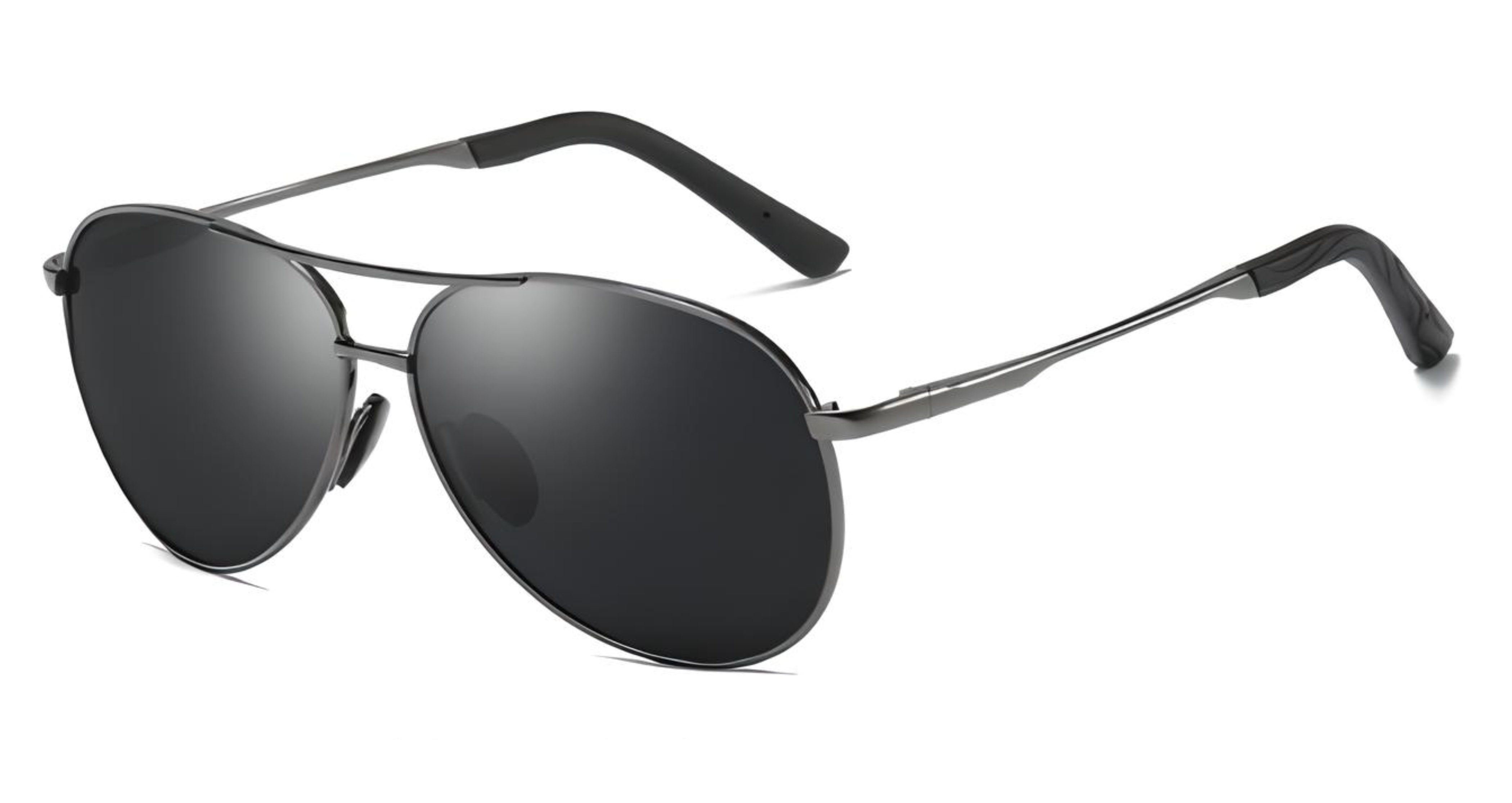 Missandtrendy Retro aviator sunglasses with black metal frame and black lens 45º side view