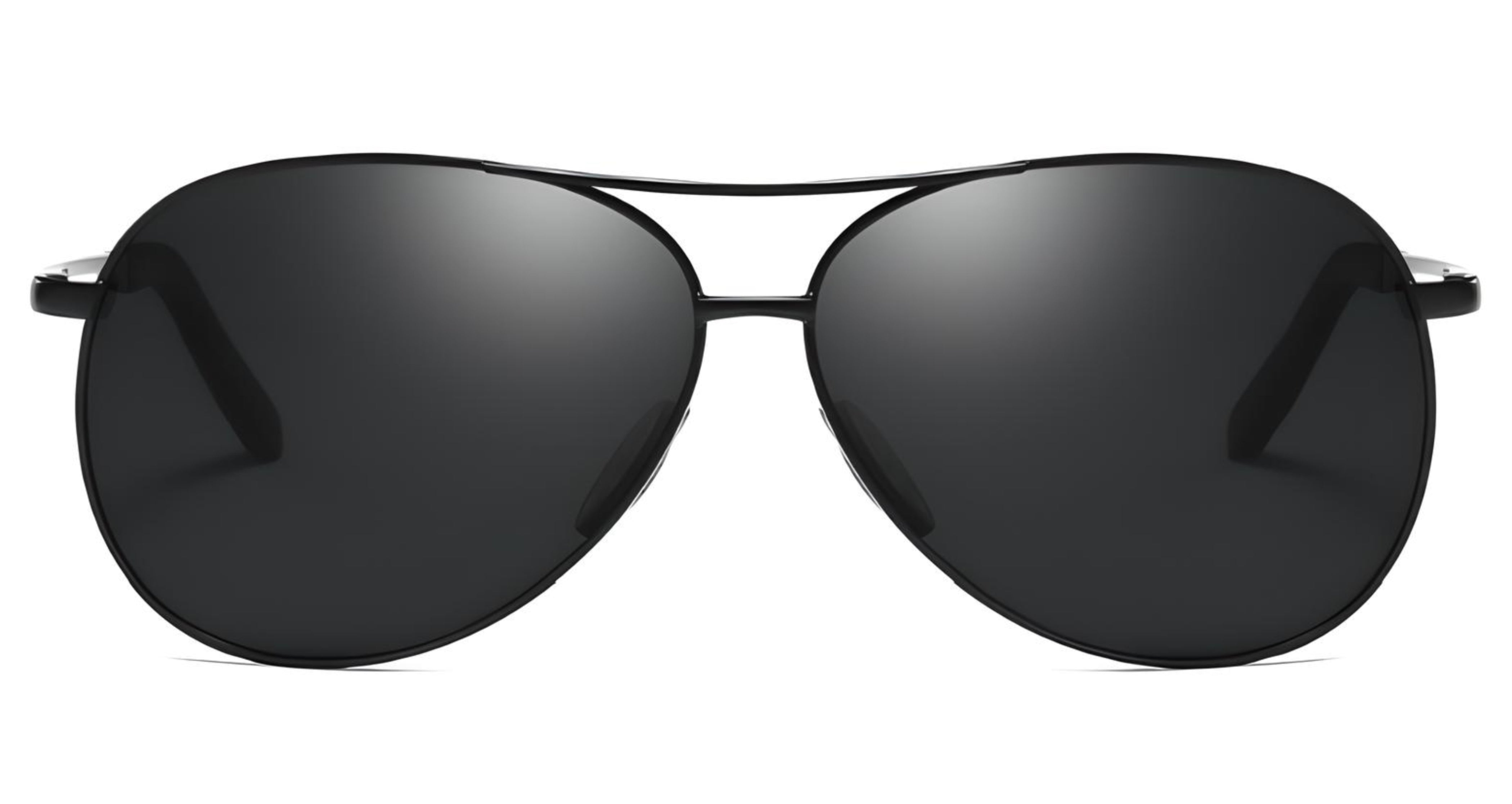 Missandtrendy Retro aviator sunglasses with black metal frame and black lens front side view