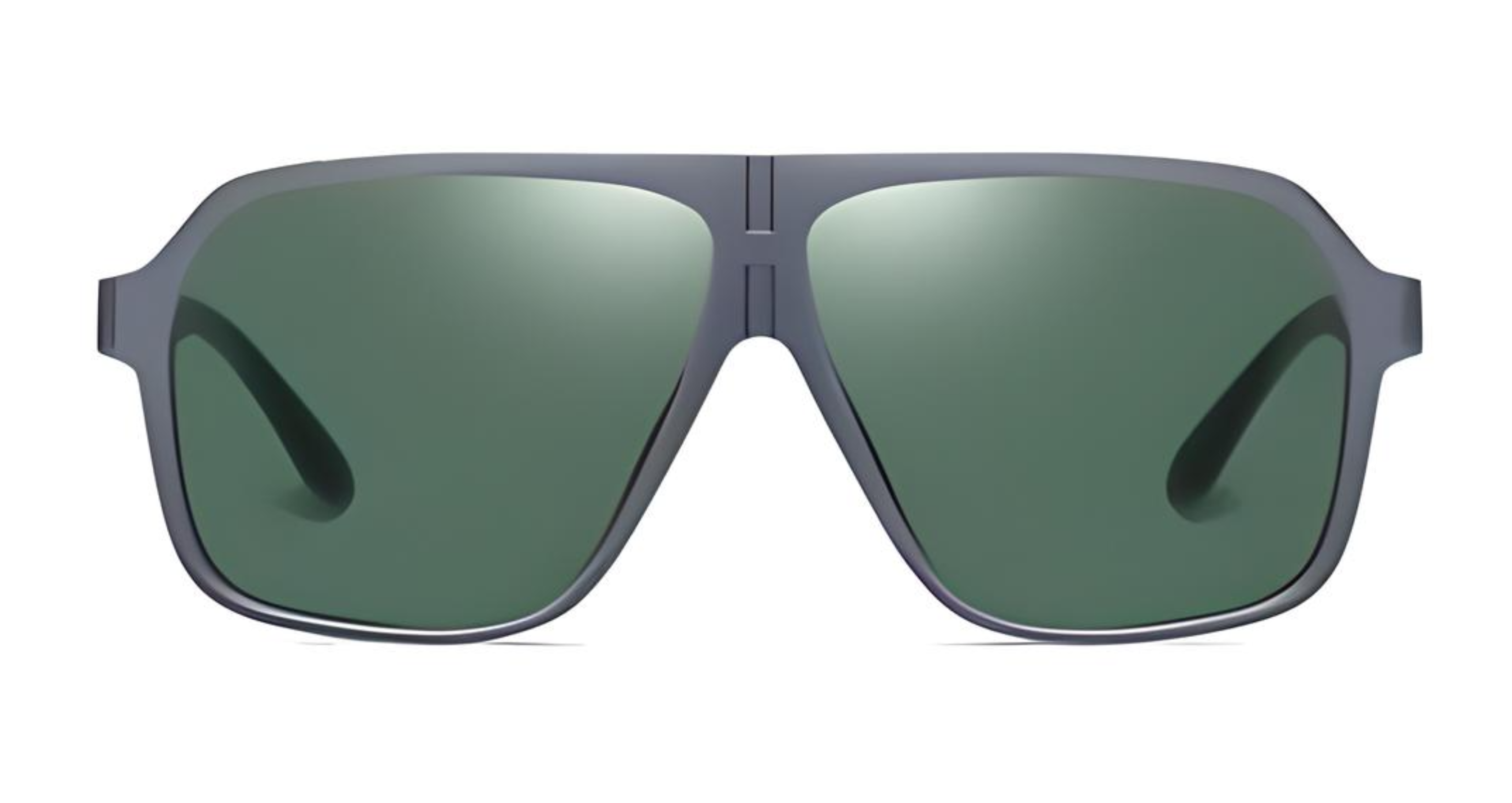 Missandtrendy Rocky aviator sunglasses with grey frame and green lens front side view