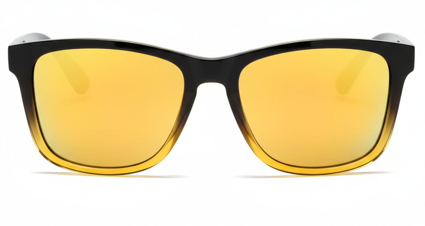 Missandtrendy camden wayfarer sunglasses with black gradient frame and mirror yellow lens 0º side view_01