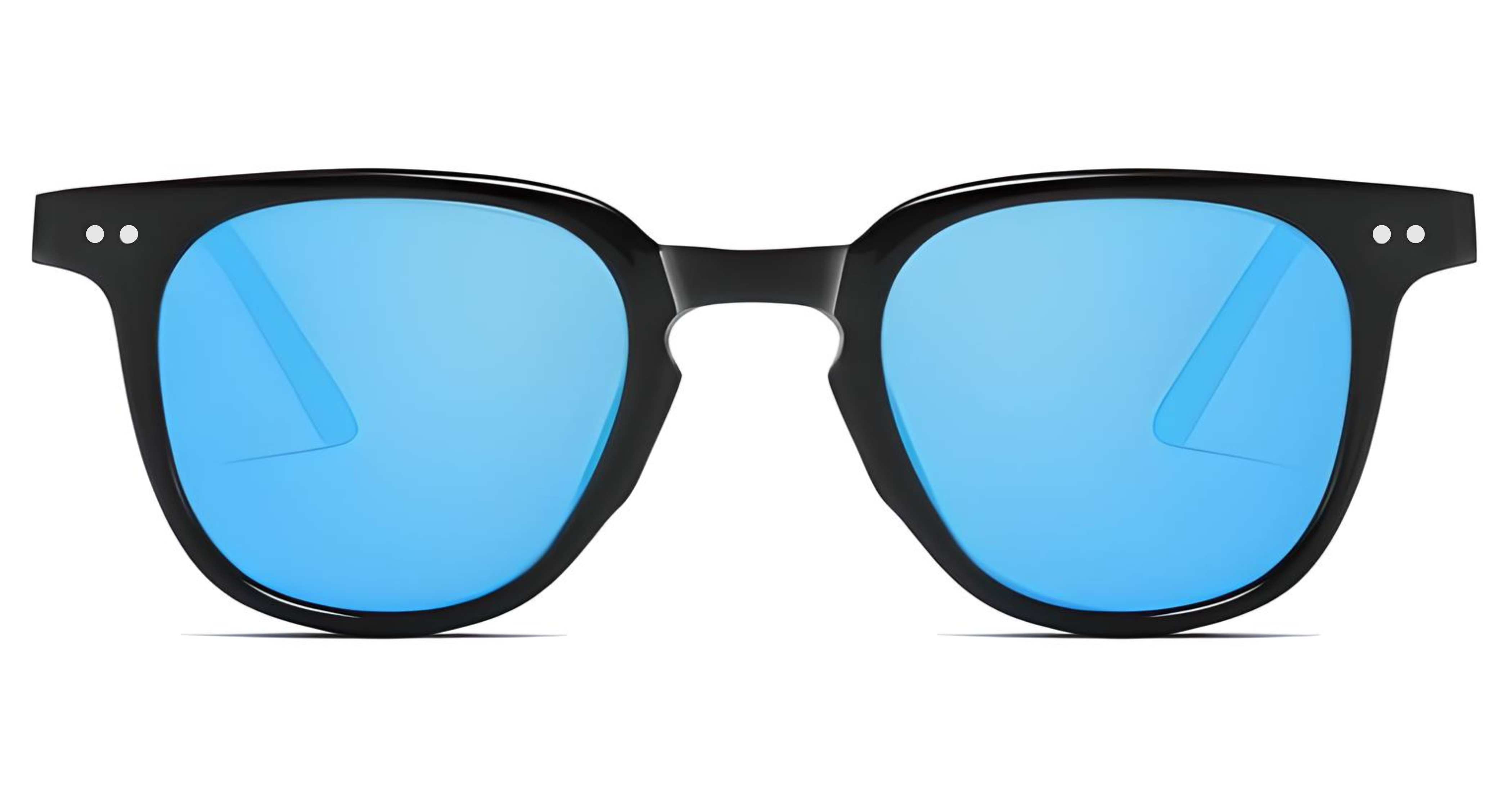 Missandtrendy candice round sunglasses with black frame and mirror blue lens front side view