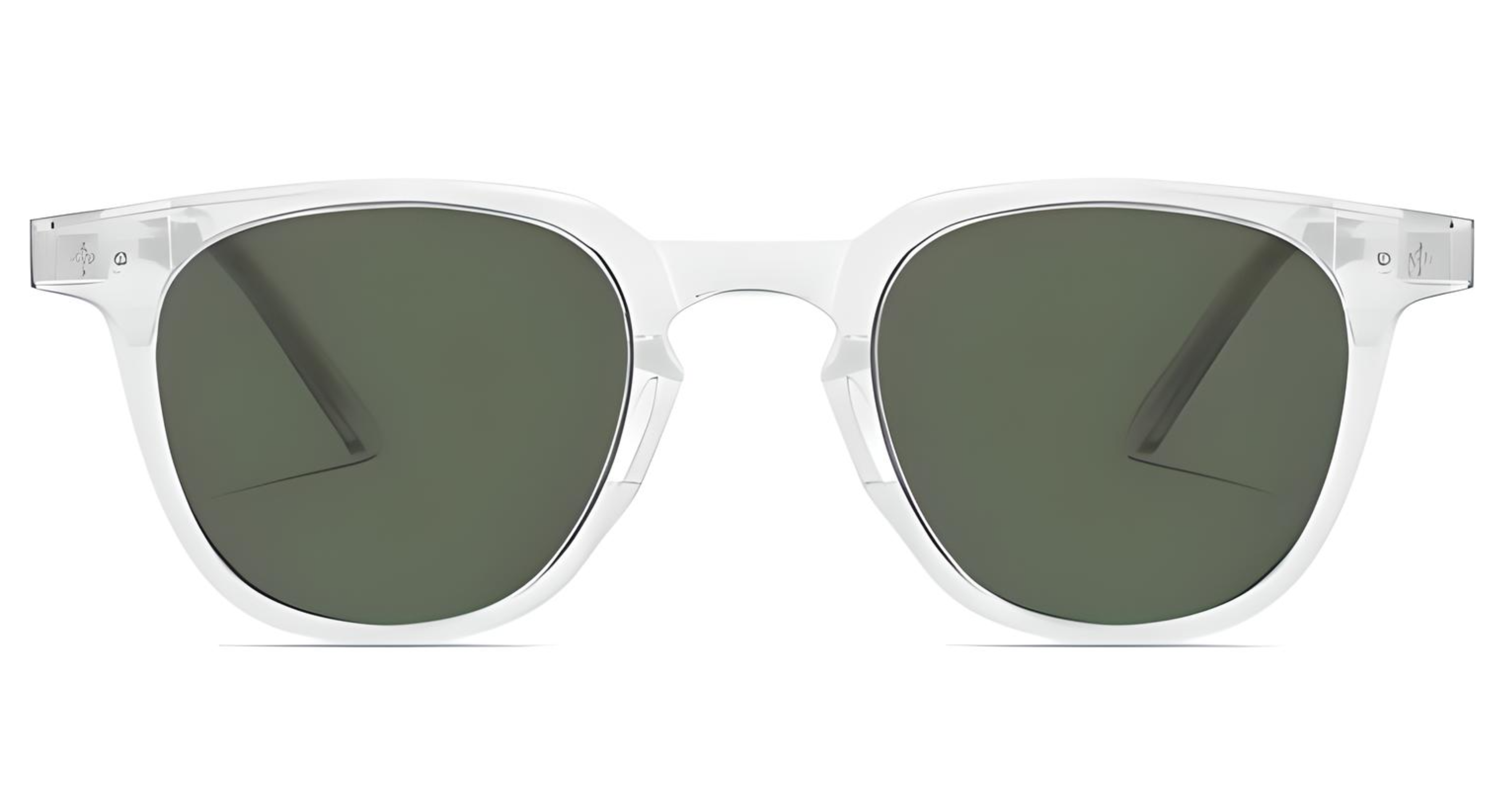 Missandtrendy candice round sunglasses with clear transparent frame and green lens front side view