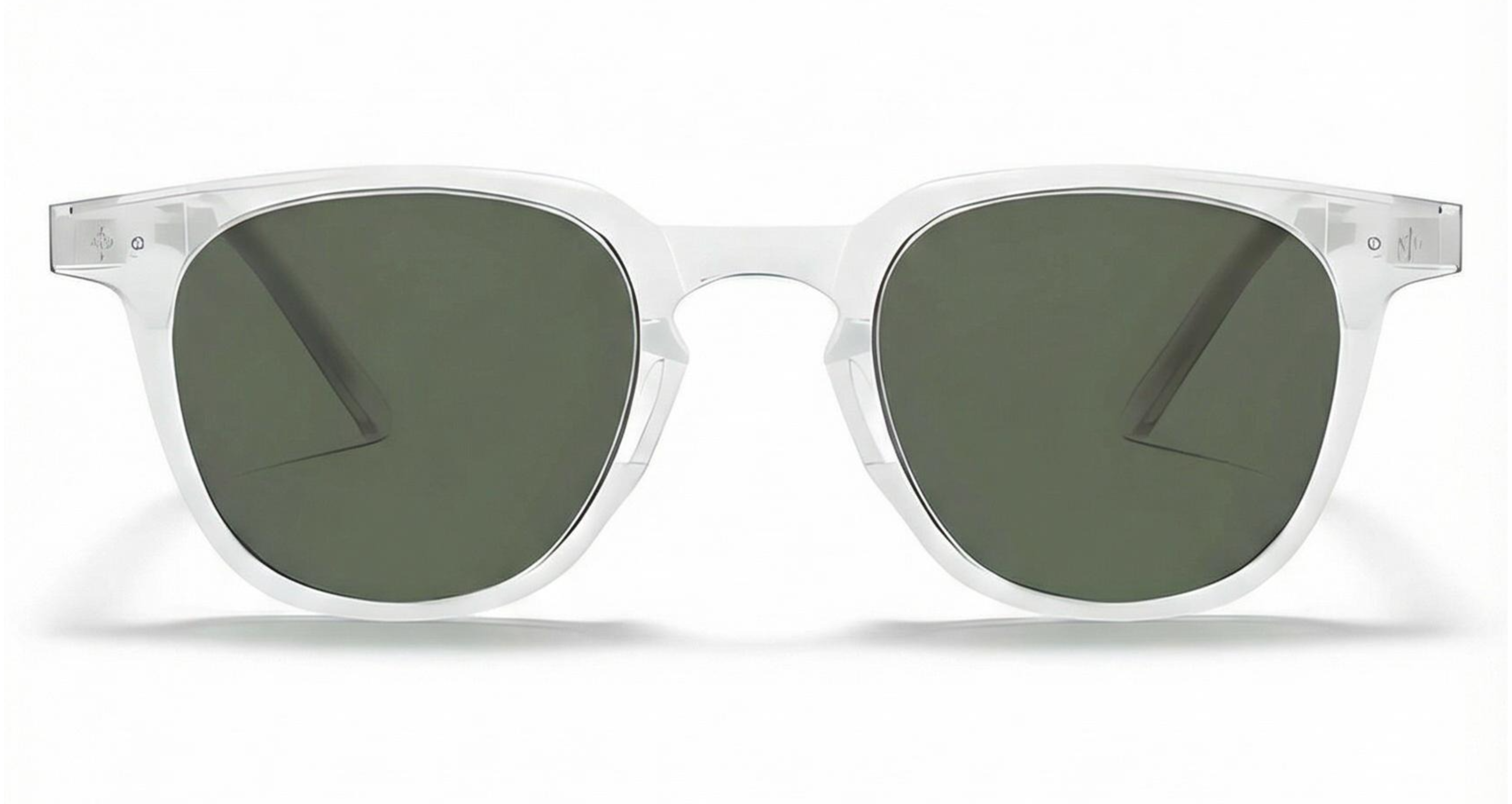 Missandtrendy candice round sunglasses with clear transparent frame and green lens front side view_new