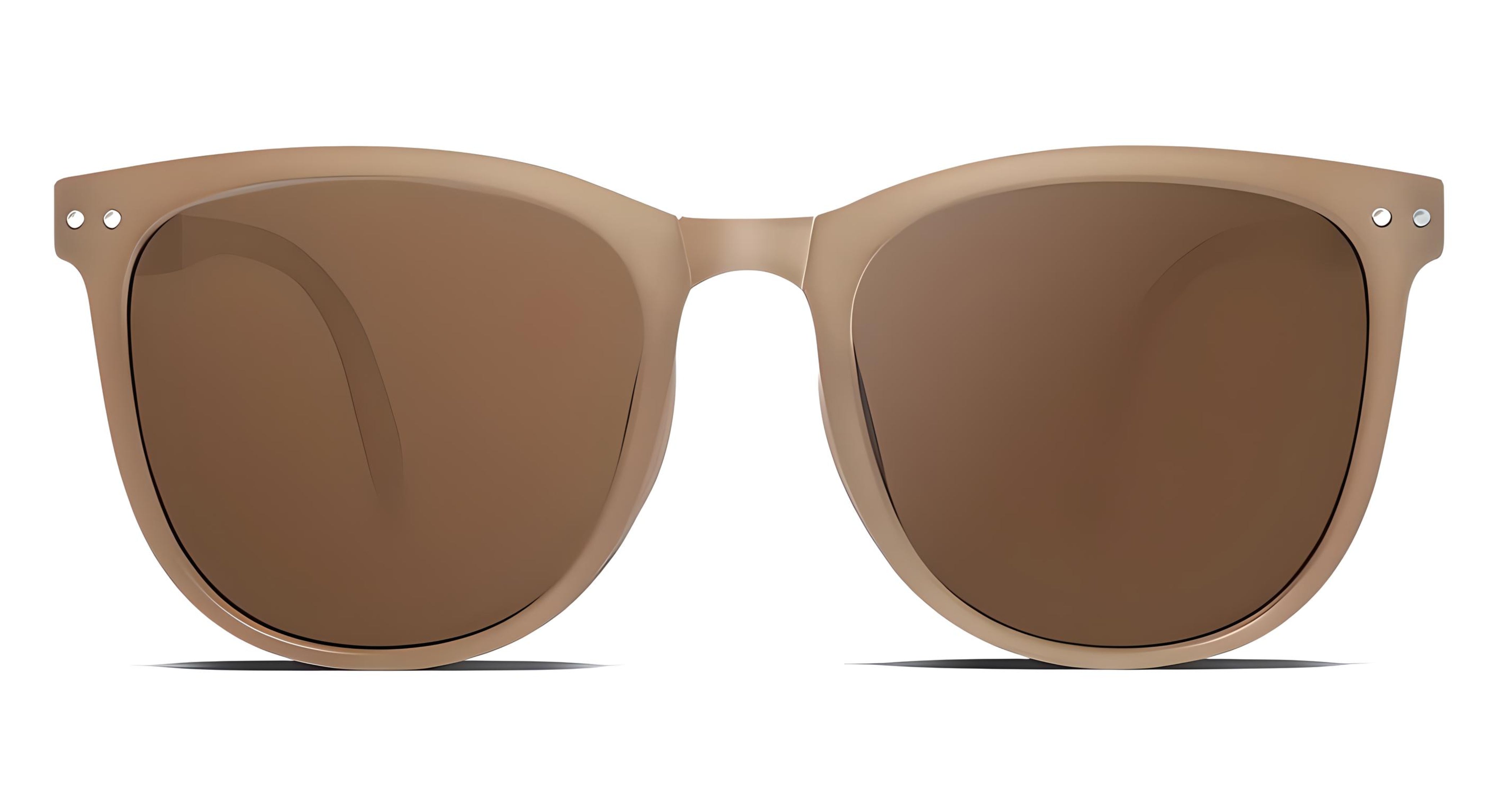 Missandtrendy convert round foldable sunglasses with beige frame and brown lens front side view