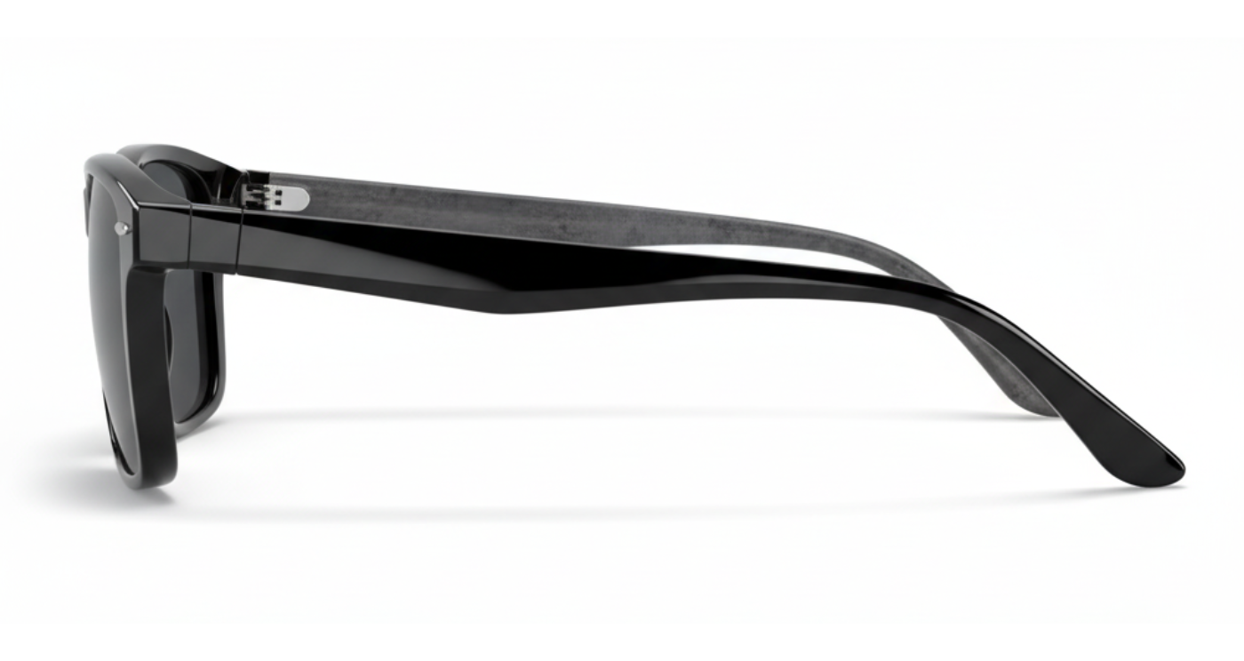 Missandtrendy Edinburgh wayfarer sunglasses with black frame and black lens 90º side view_01