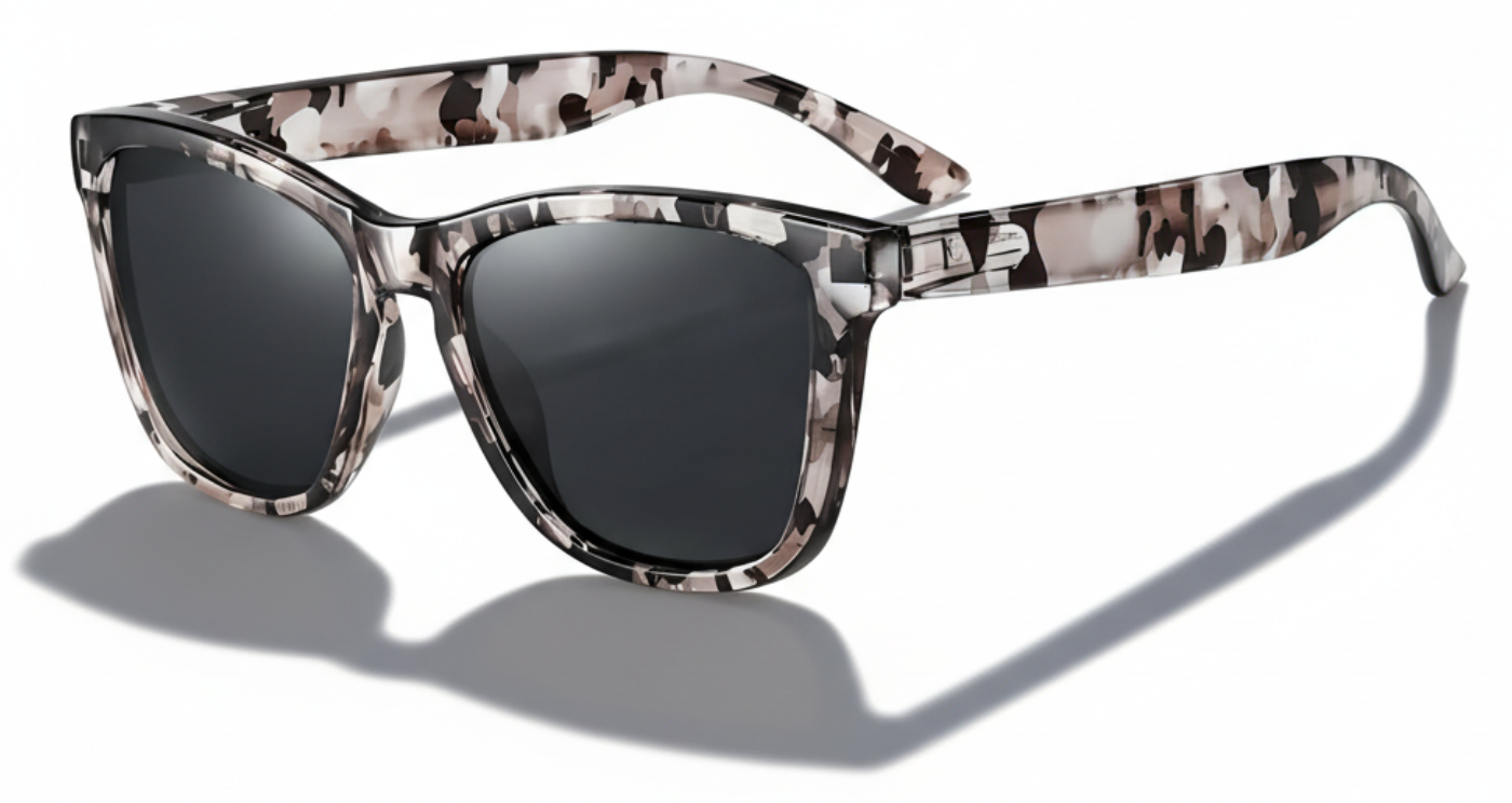 Missandtrendy dreamlike wayfarer sunglasses with black pattern frame and black lens 45º side view_01