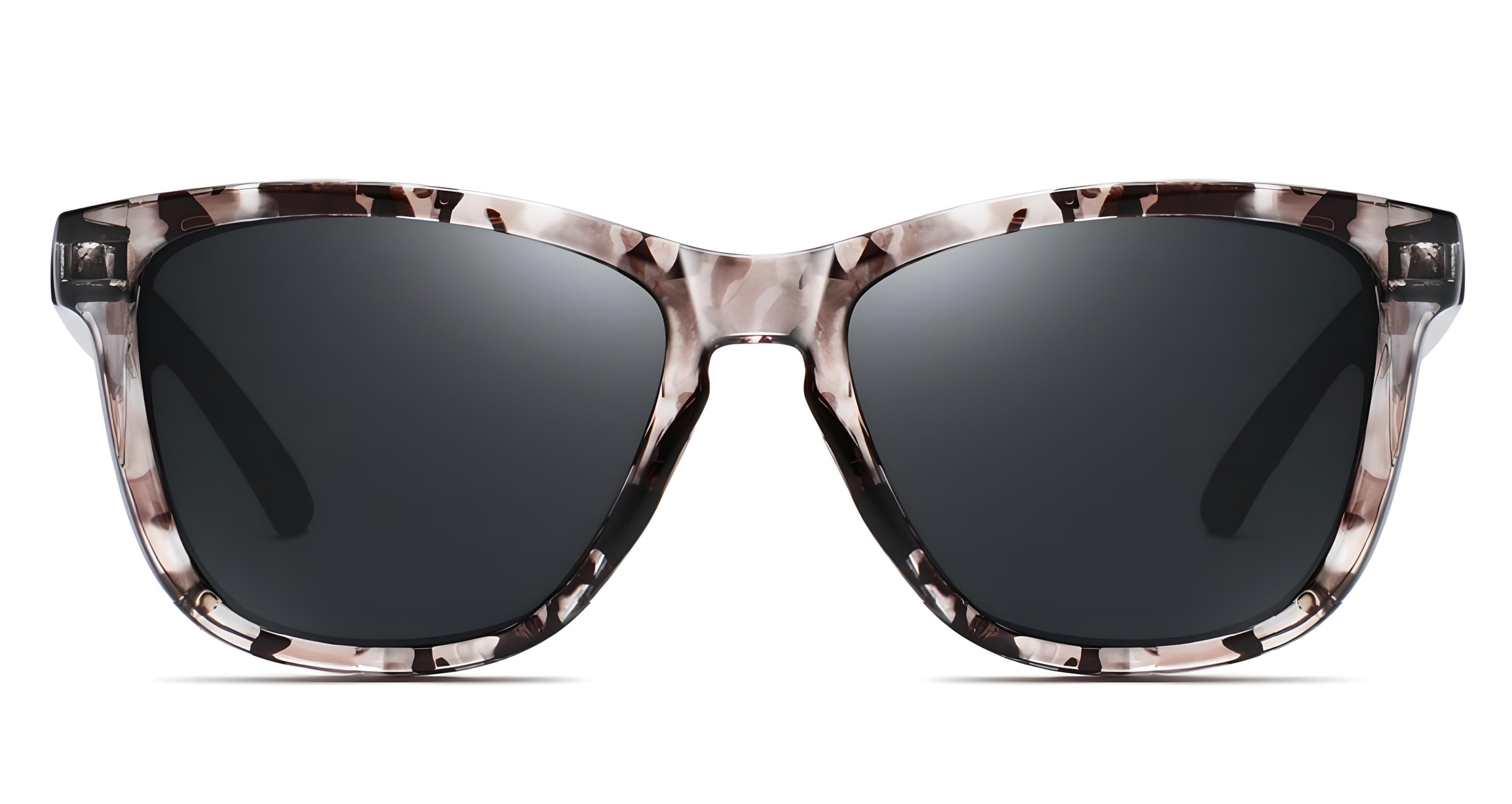 Missandtrendy dreamlike wayfarer sunglasses with black pattern frame and black lens front side view