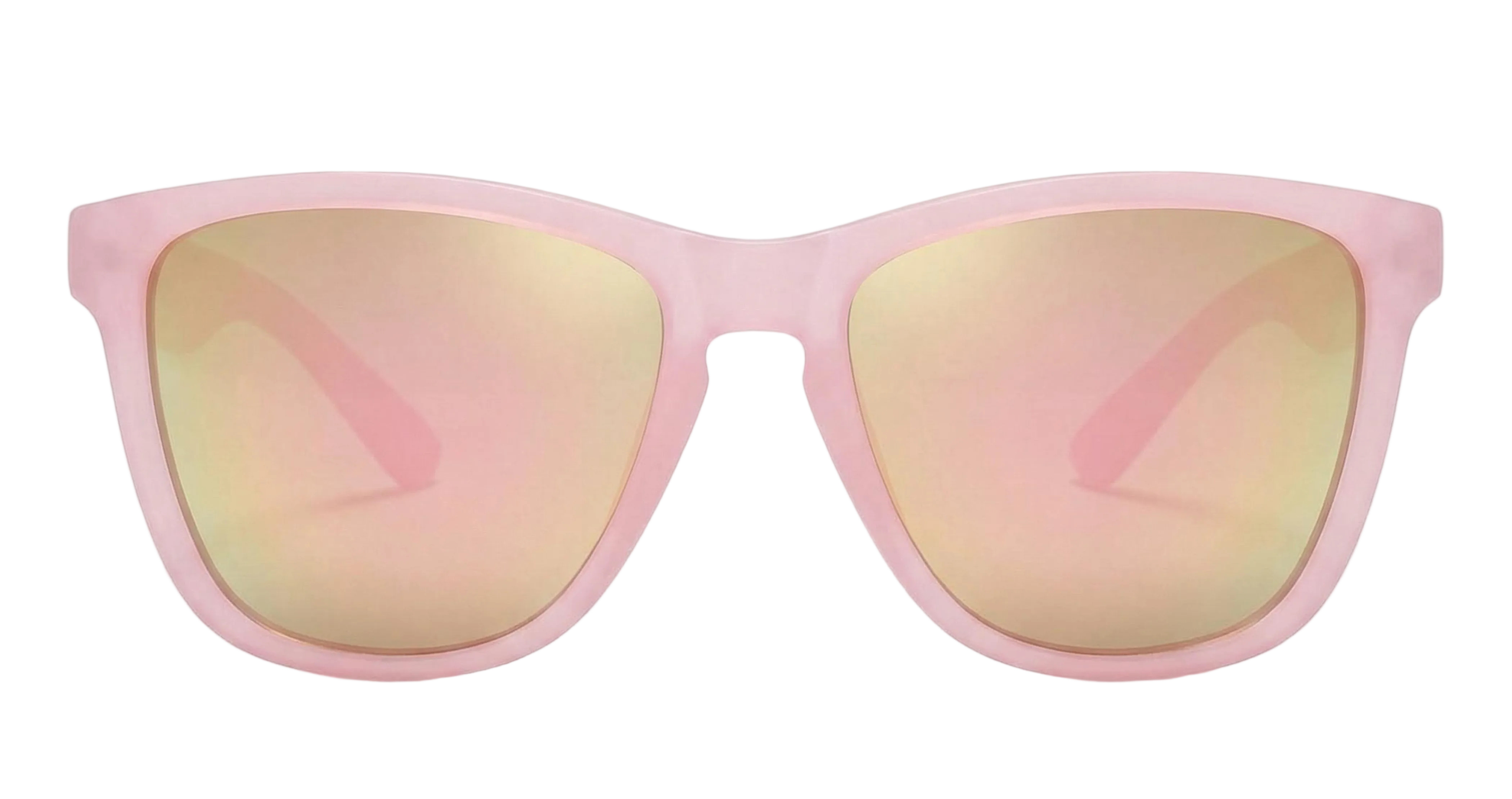 Missandtrendy rainbow wayfarer sunglasses with pink frame and pink lens front side view_new