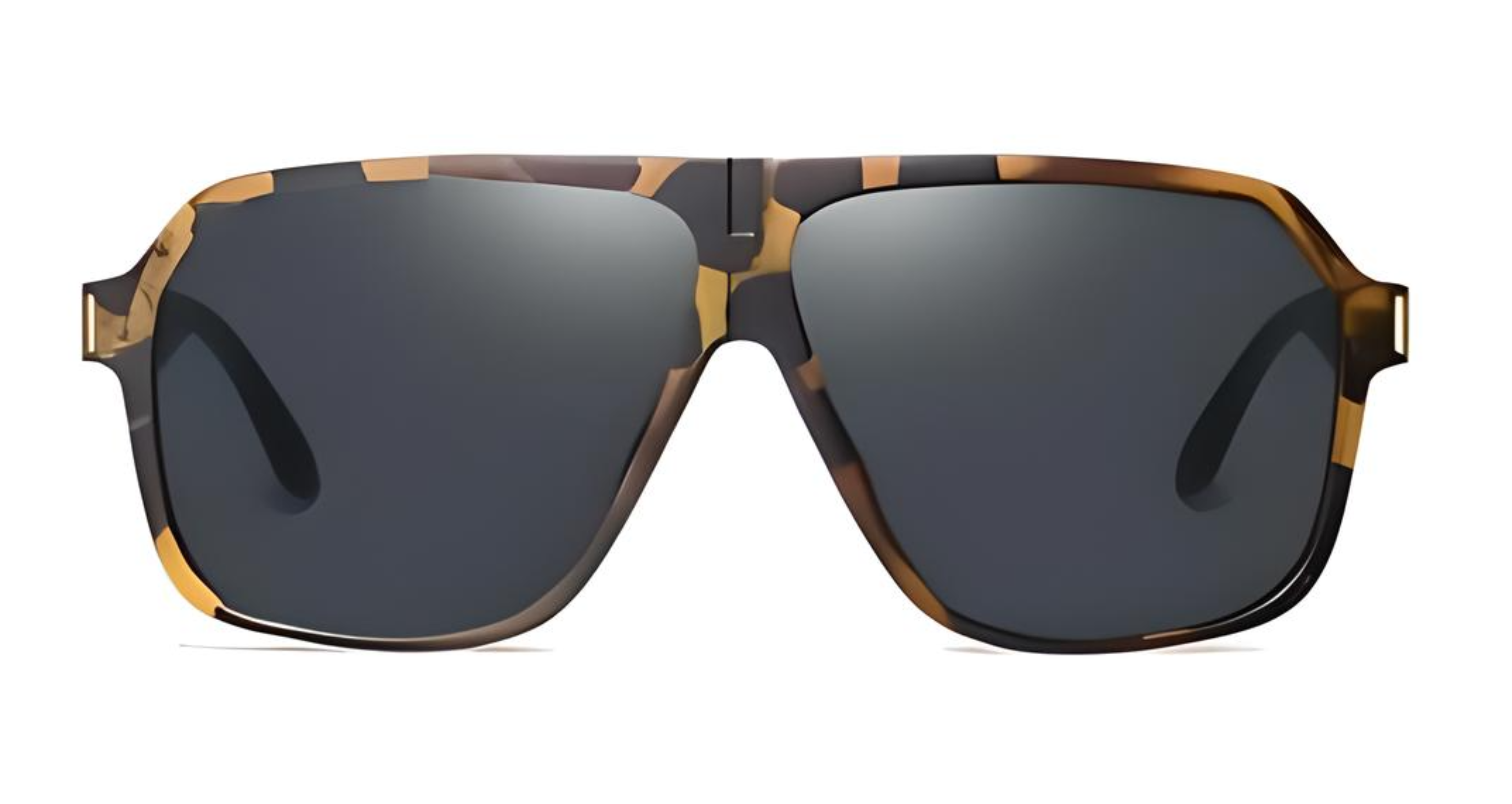 Missandtrendy rocky aviator sunglasses with army brown frame and black lens front side view