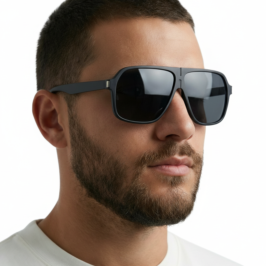 Missandtrendy rocky aviator sunglasses with black frame and black lens 45º side view new 01