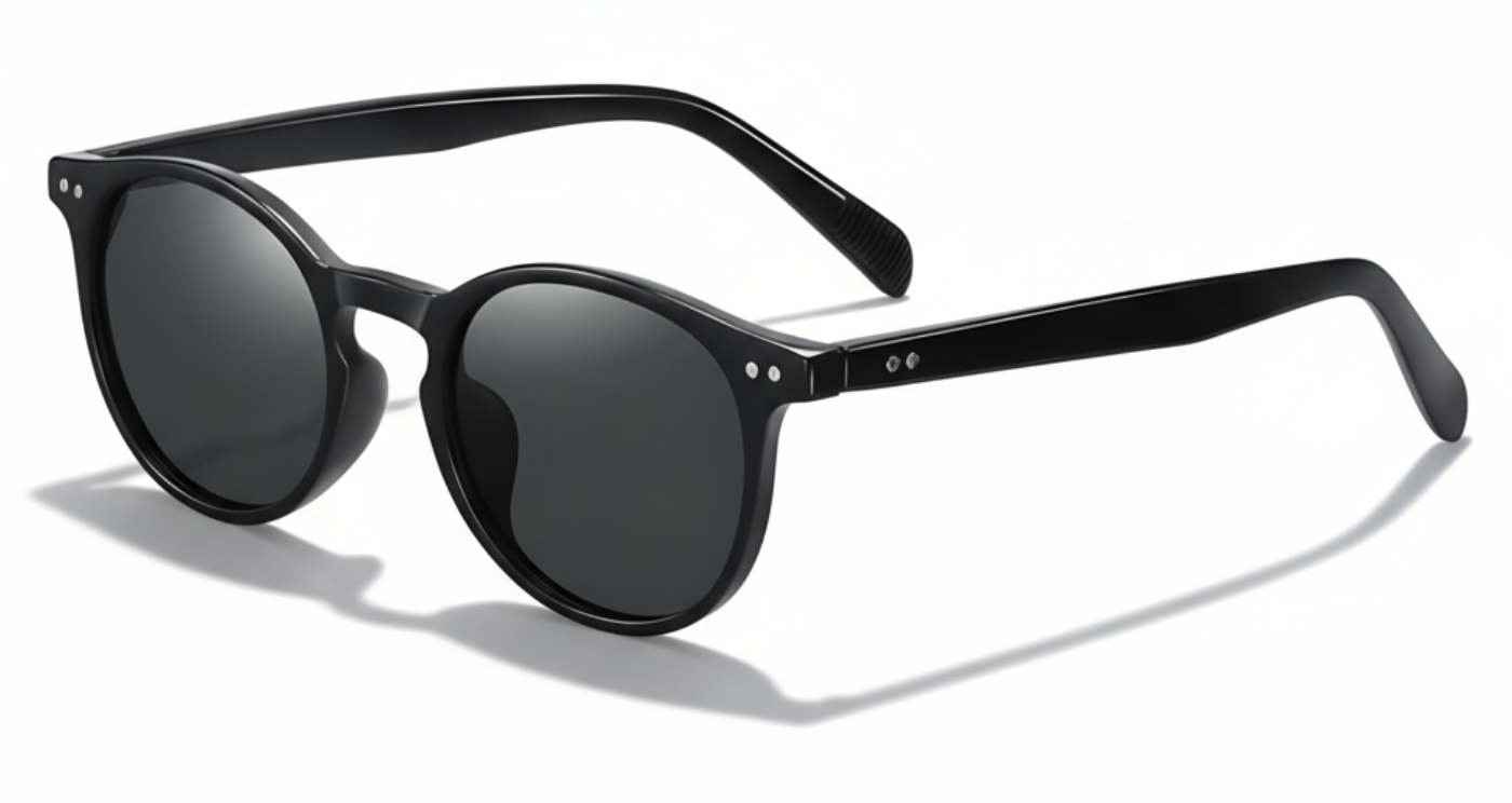 Missandtrendy sevilla round sunglasses with black frame and black lens front 45º view_01