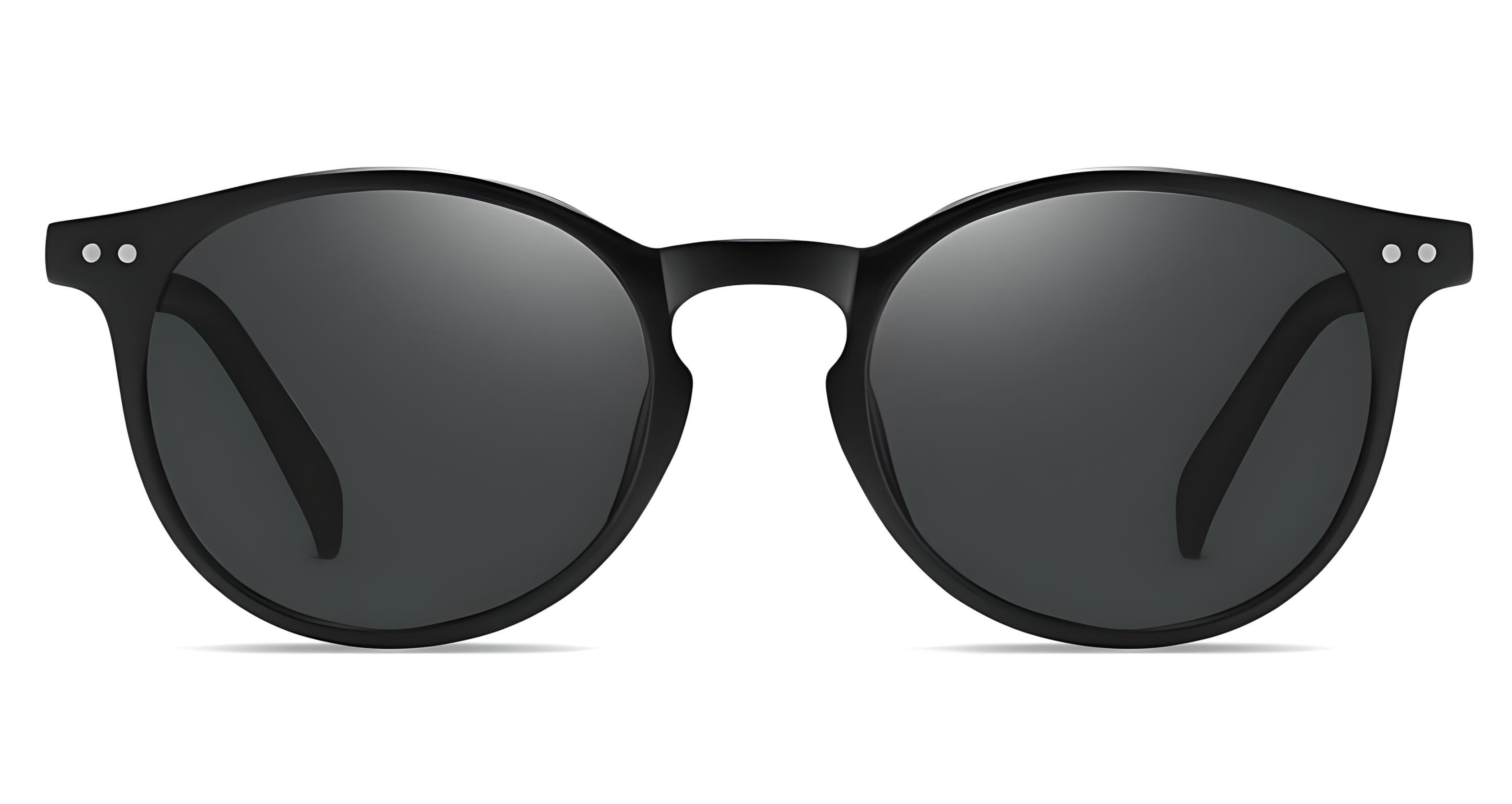 Missandtrendy sevilla round sunglasses with black frame and black lens front side view