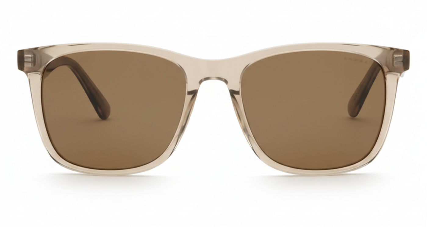 Missandtrendy silhouette wayfarer sunglasses with clear transparent brown frame and brown lens front side view_1