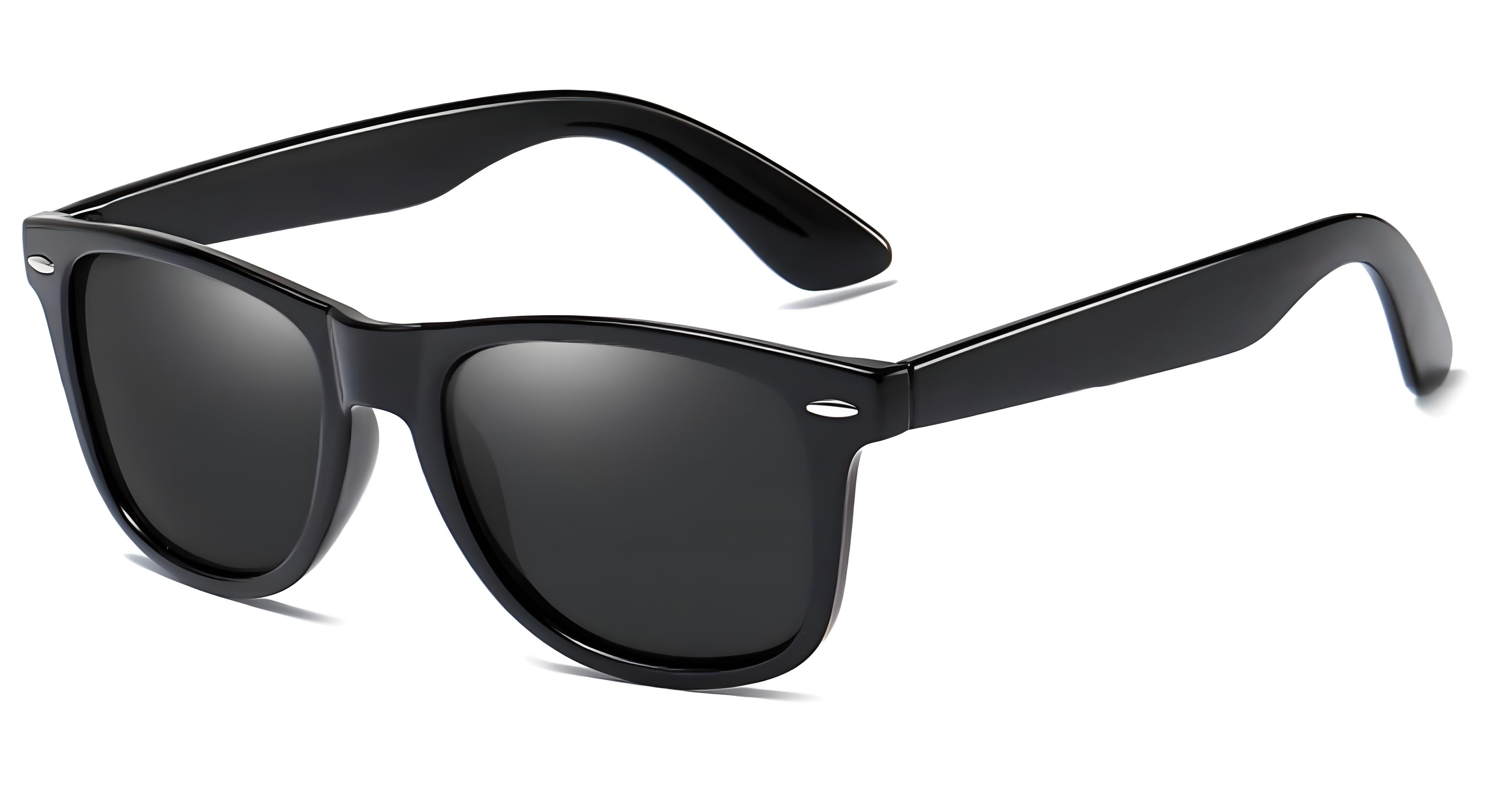 Missandtrendy sunshine wayfarer sunglasses with black frame and black lens 45º side view
