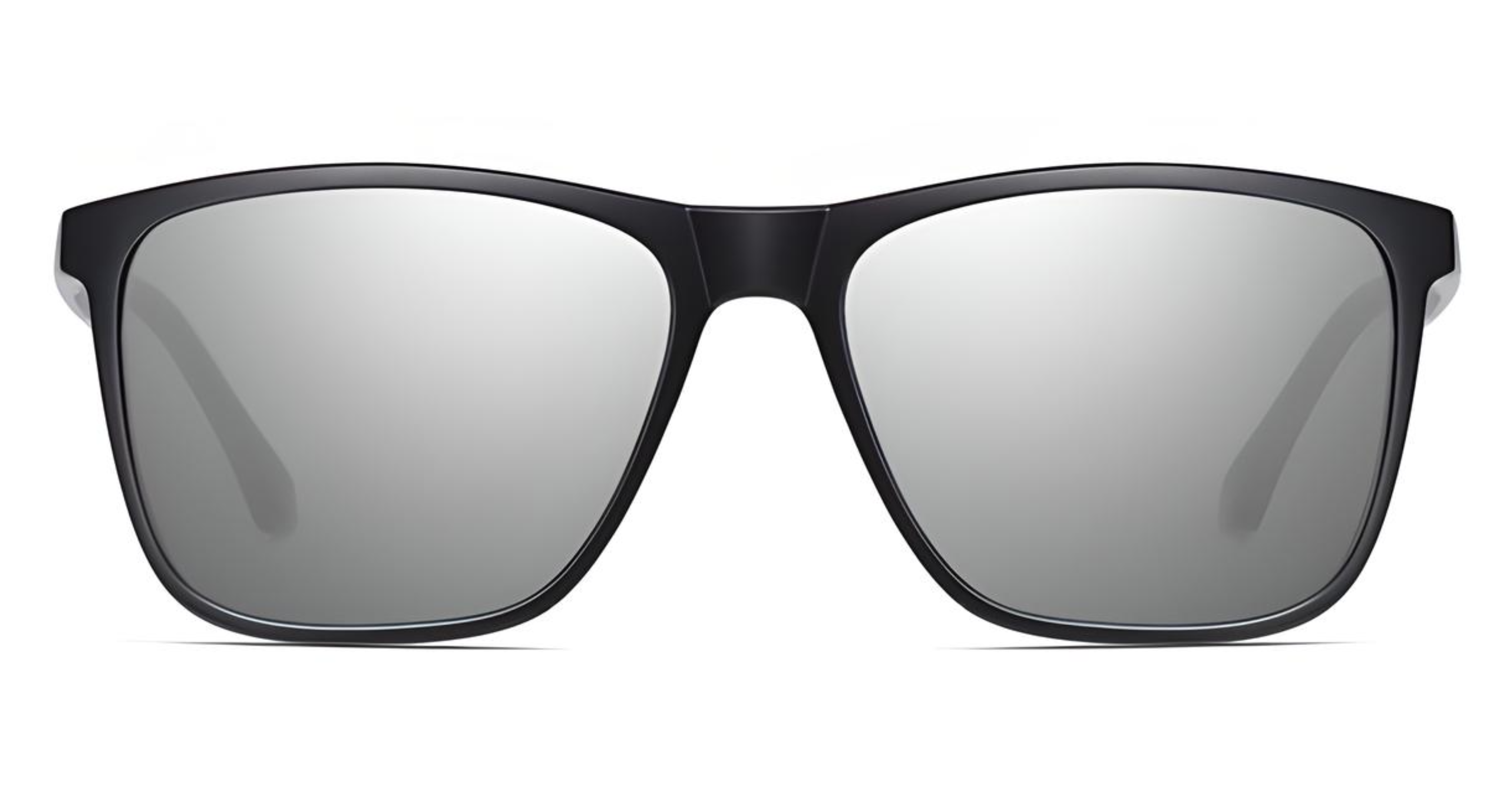 Missandtrendy touring square sunglasses with black frame and mirror grey lens front side view