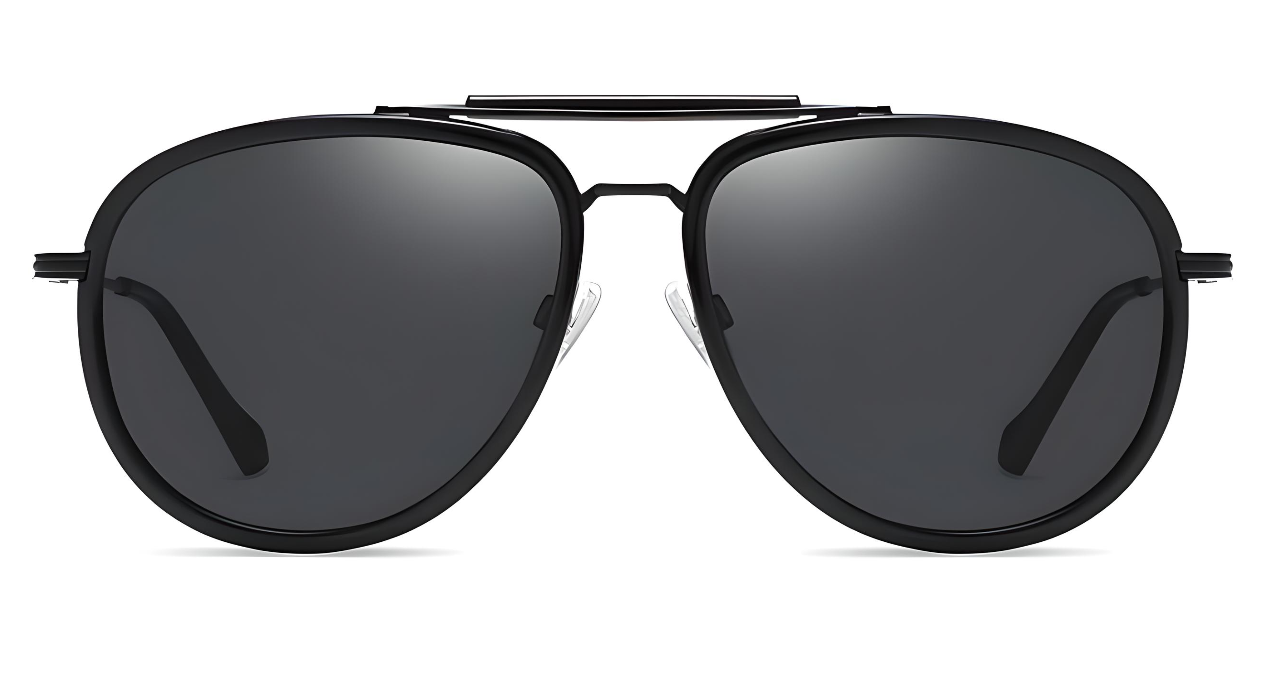 Missandtrendy vegas aviator sunglasses with black metal frame and black lens front side view